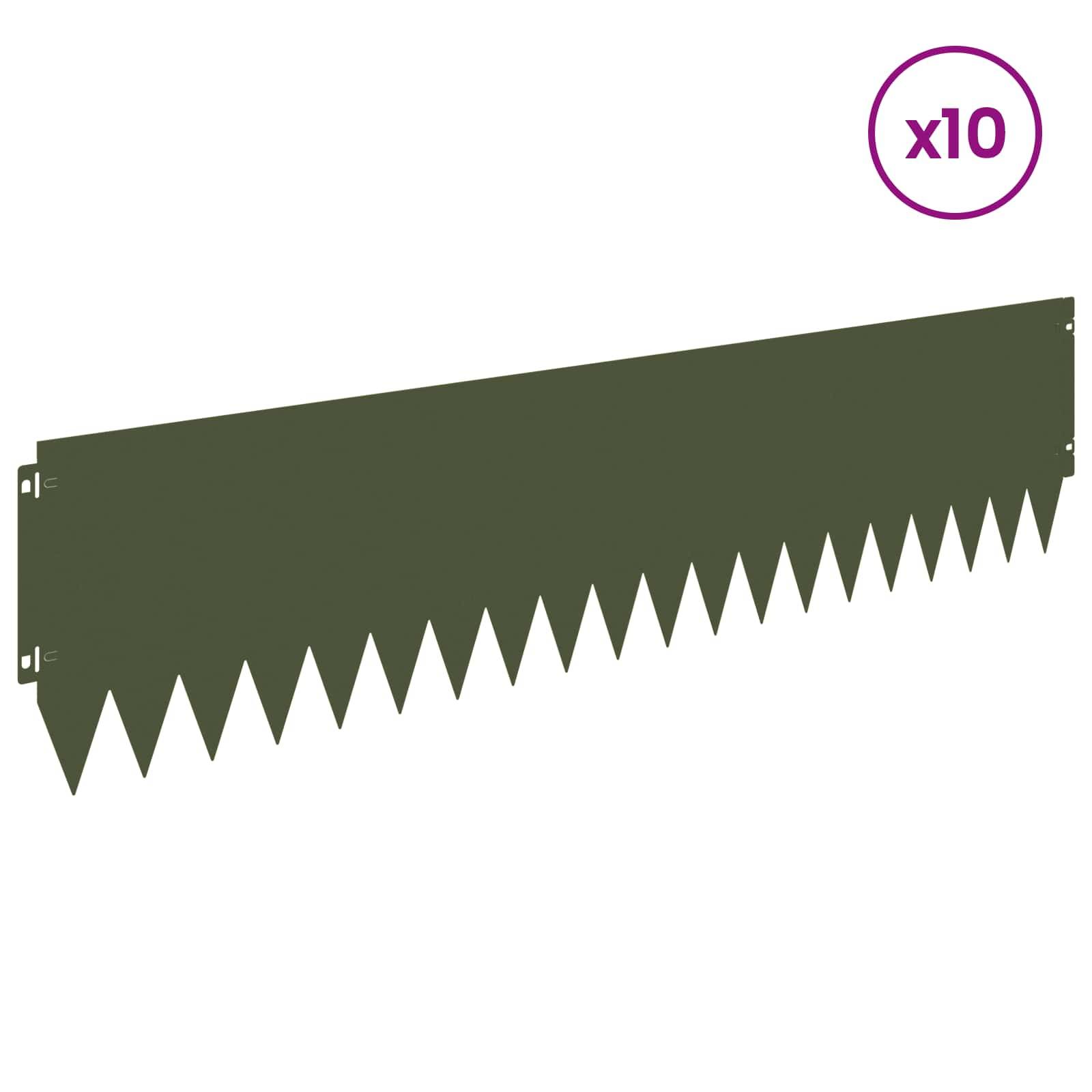 vidaXL Raseneinfassung 10 pcs 103 x 25 cm Stahl Olivgrün