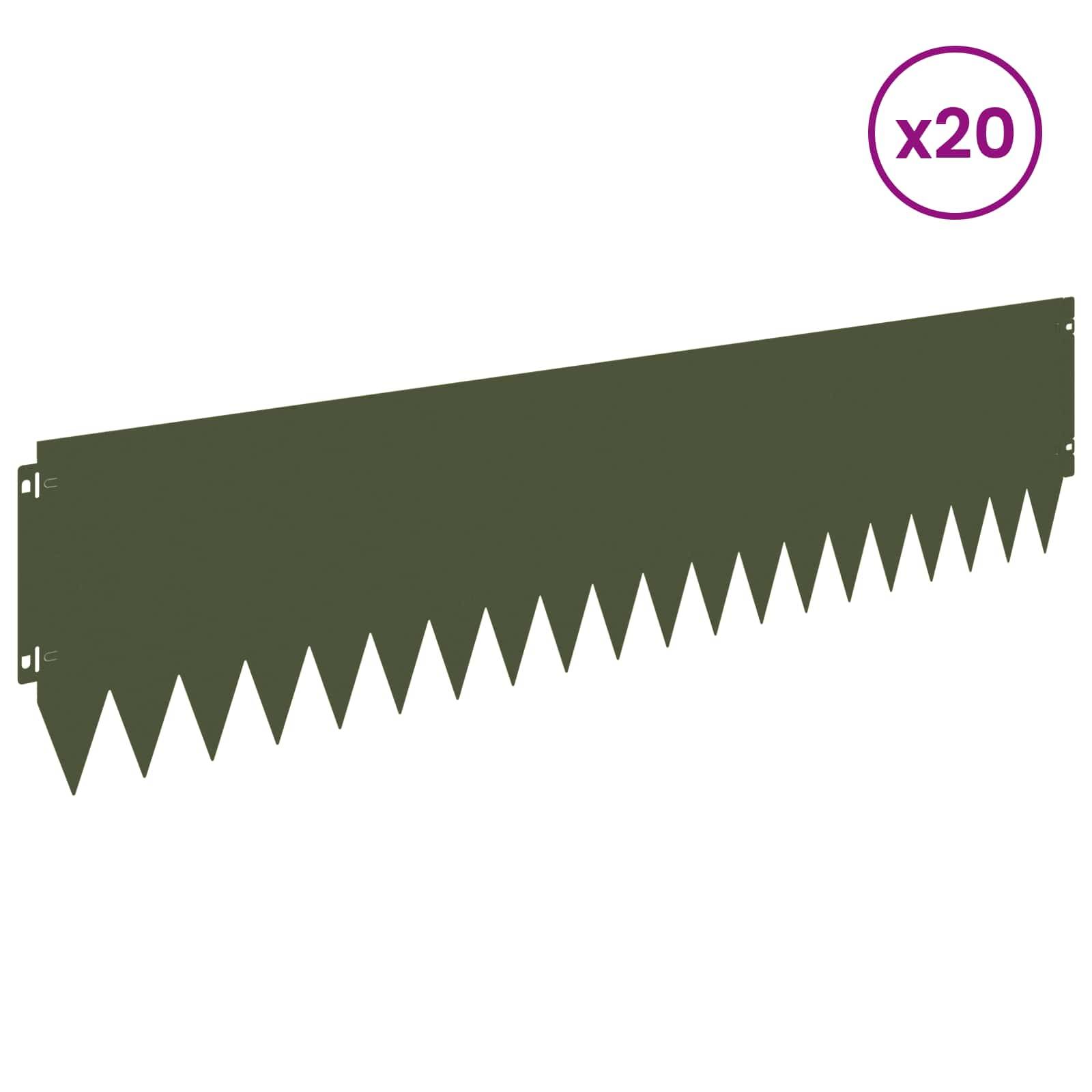 vidaXL Raseneinfassung 20 pcs 103 x 25 cm Stahl Olivgrün
