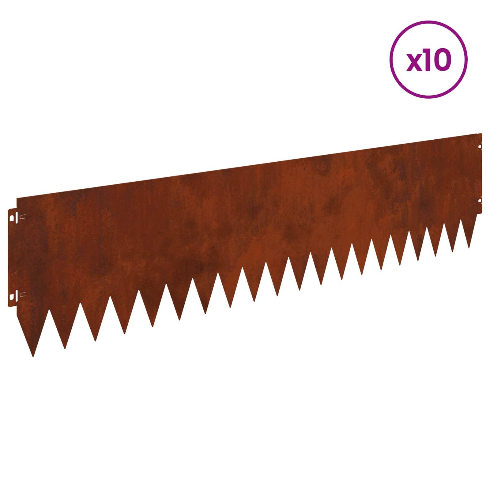 vidaXL Raseneinfassung 10 pcs 103 x 25 cm Stahl Rostig
