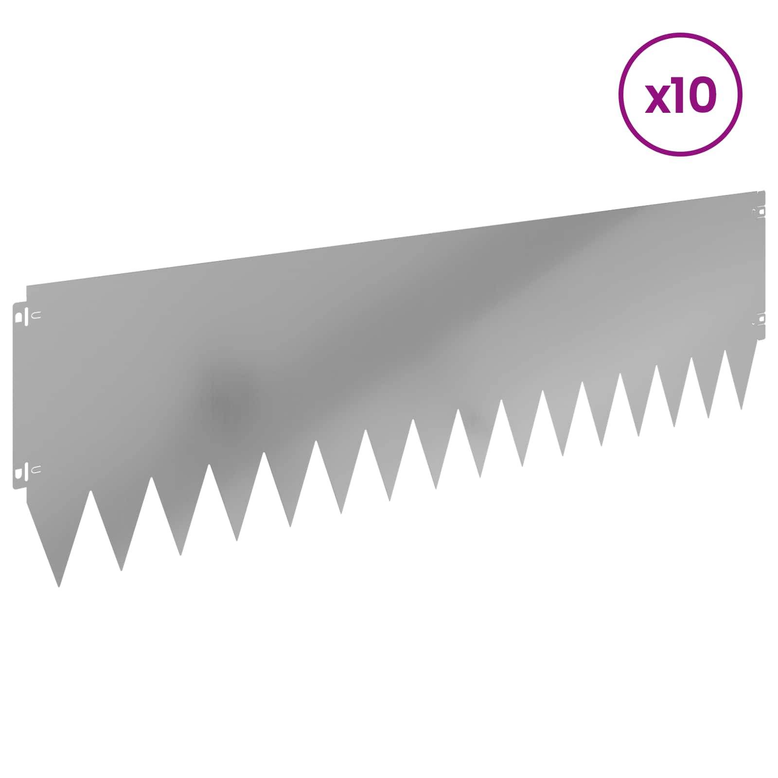 vidaXL Raseneinfassung 10 pcs 103 x 30 cm Stahl Silber