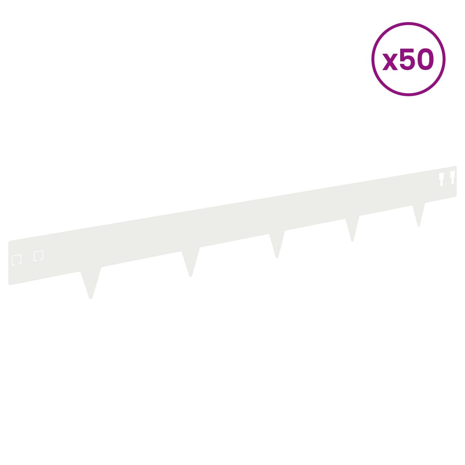 vidaXL Raseneinfassung 50 pcs 100 x 12 cm Stahl Weiß