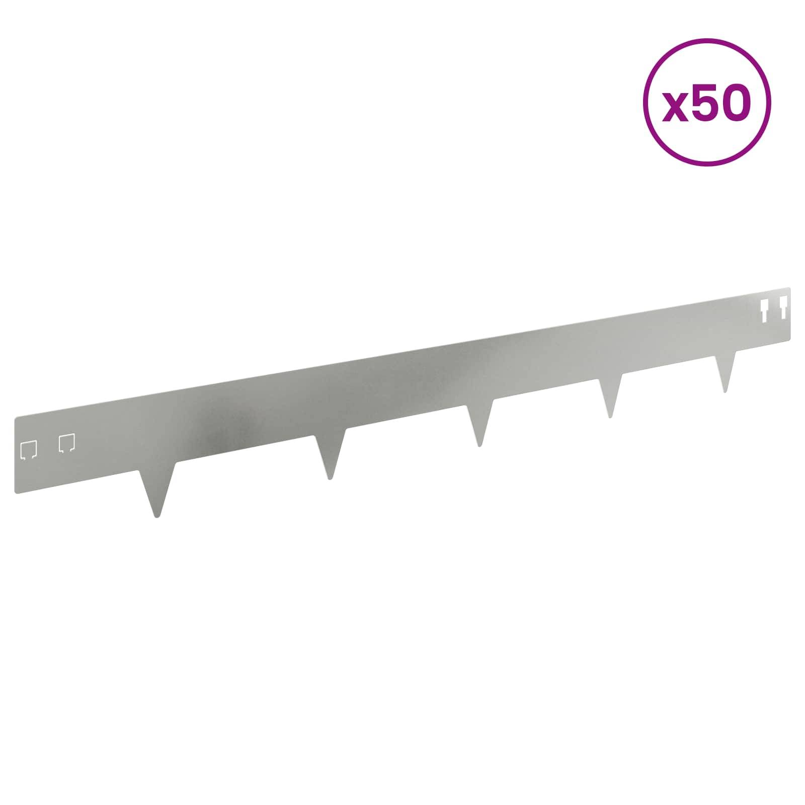 vidaXL Raseneinfassung 50 pcs 100 x 12 cm Stahl Silber