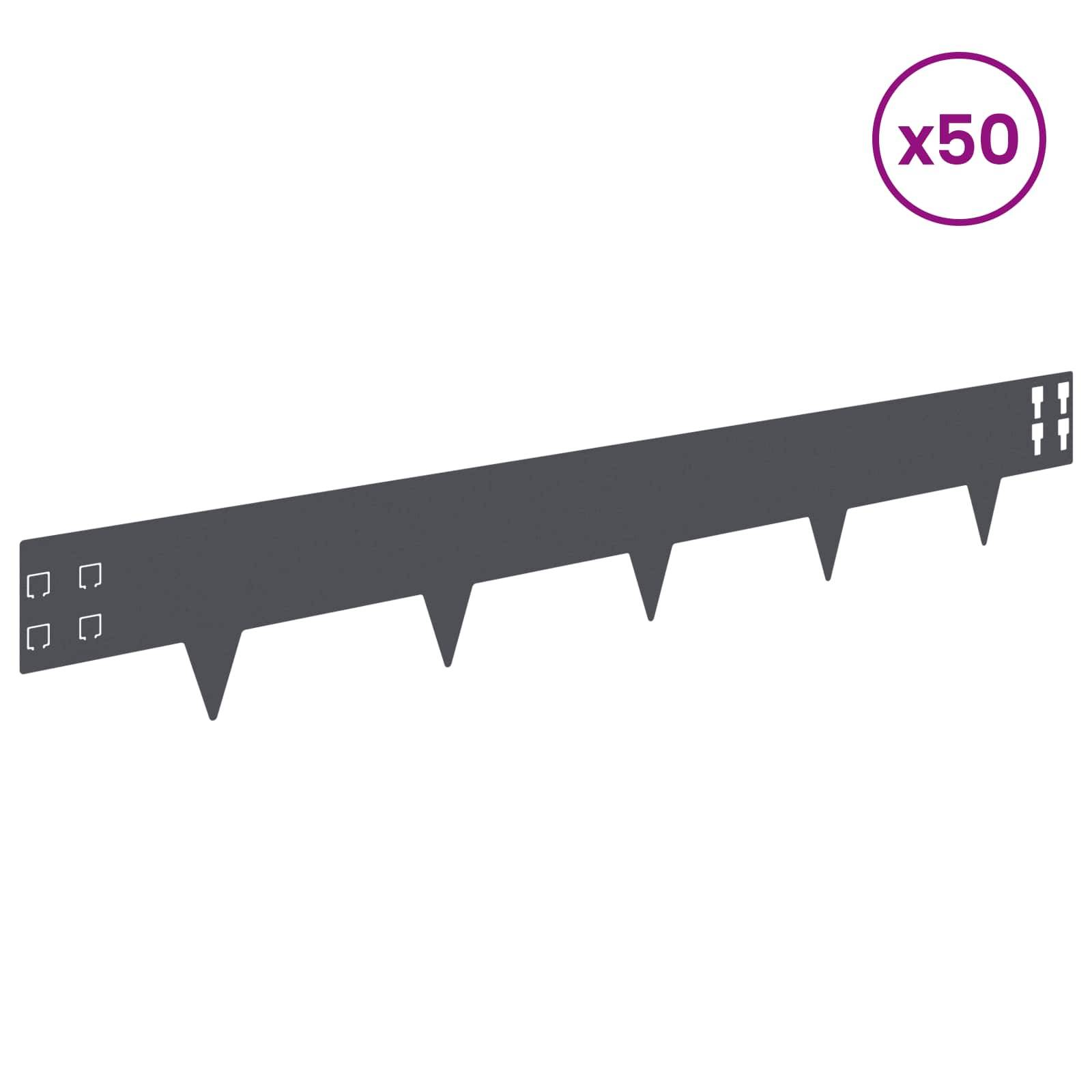 vidaXL Raseneinfassung 50 pcs 100 x 15 cm Stahl Anthrazit