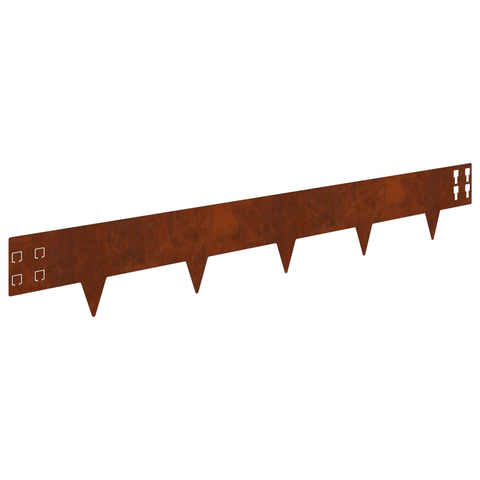 vidaXL Raseneinfassung 10 pcs 100 x 15 cm Stahl Rostig