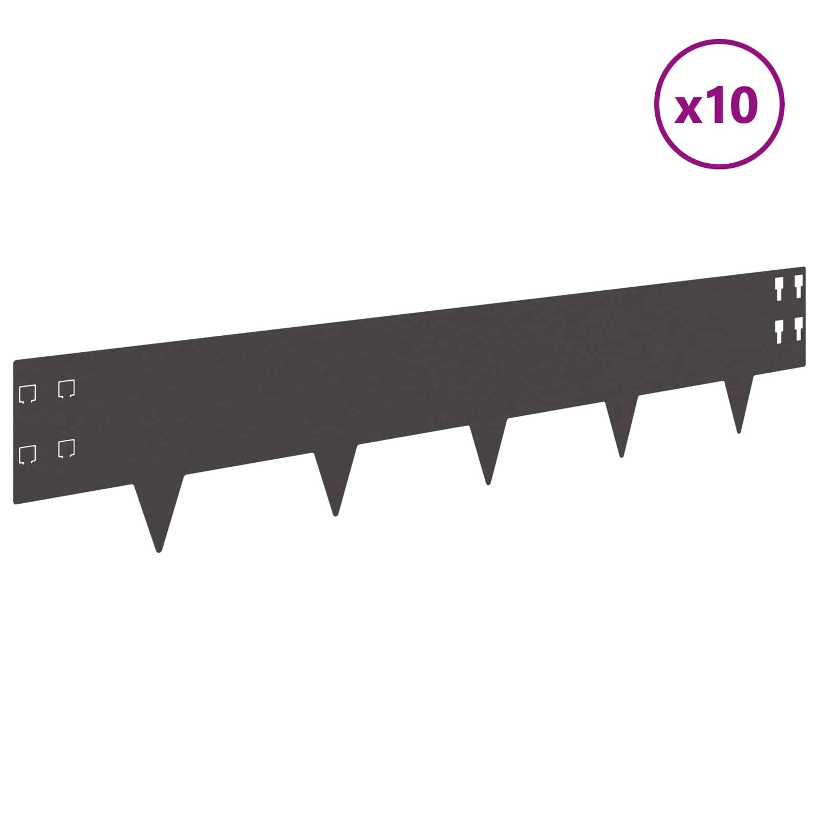 vidaXL Raseneinfassung 10 pcs 100 x 20 cm Stahl Schwarz