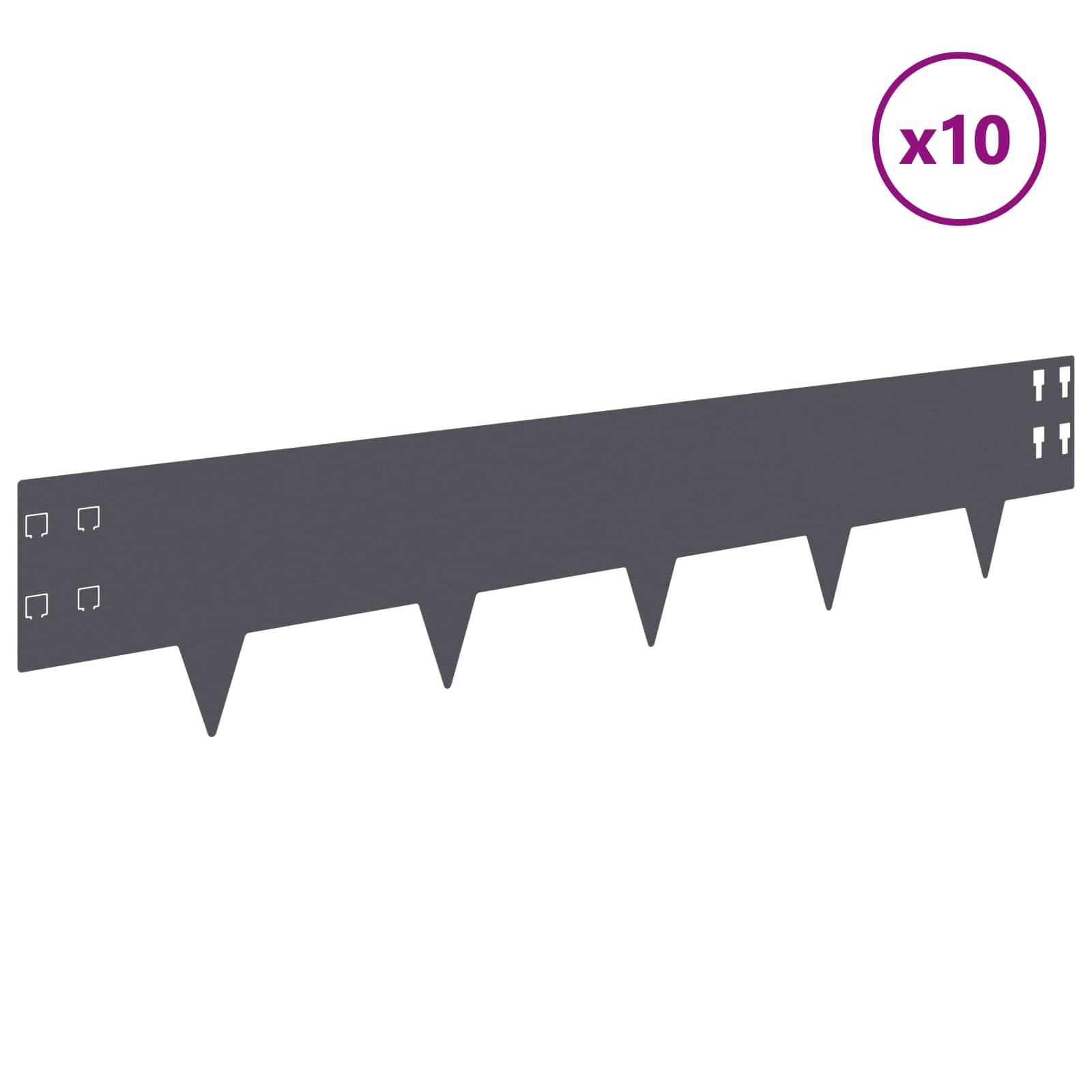vidaXL Raseneinfassung 10 pcs 100 x 20 cm Stahl Anthrazit