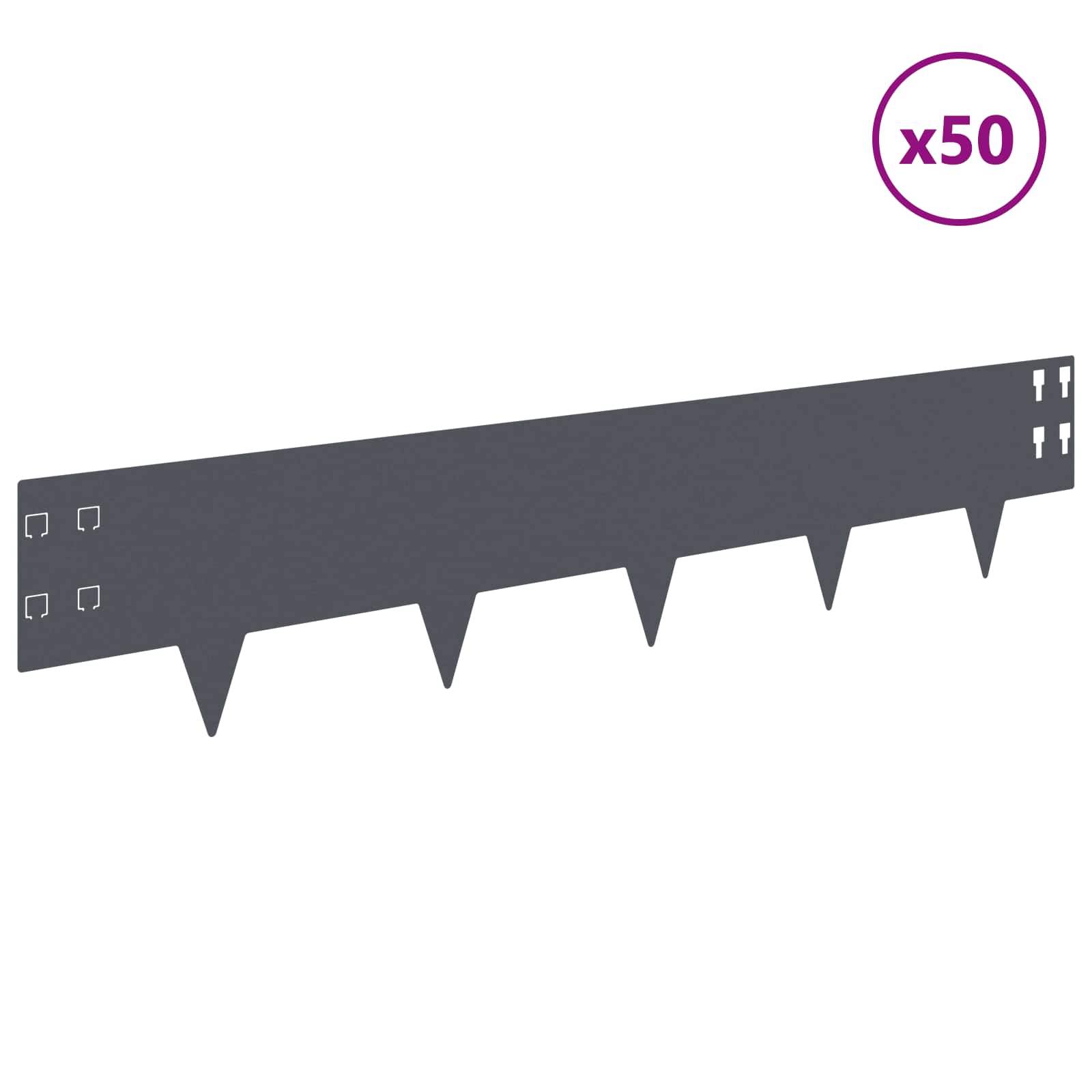 vidaXL Raseneinfassung 50 pcs 100 x 20 cm Stahl Anthrazit