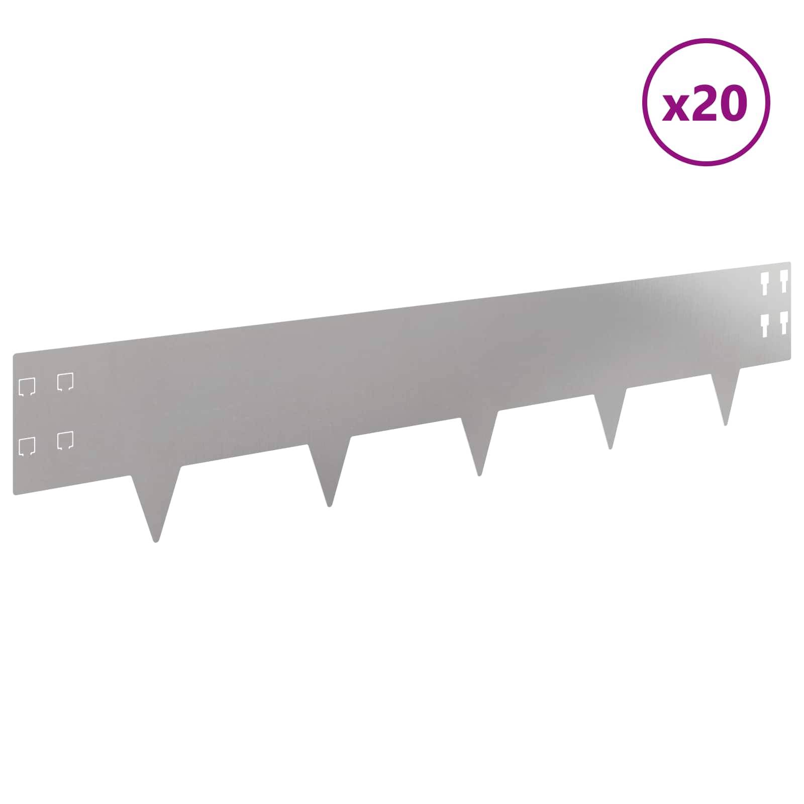 vidaXL Raseneinfassung 20 pcs 100 x 20 cm Stahl Silber