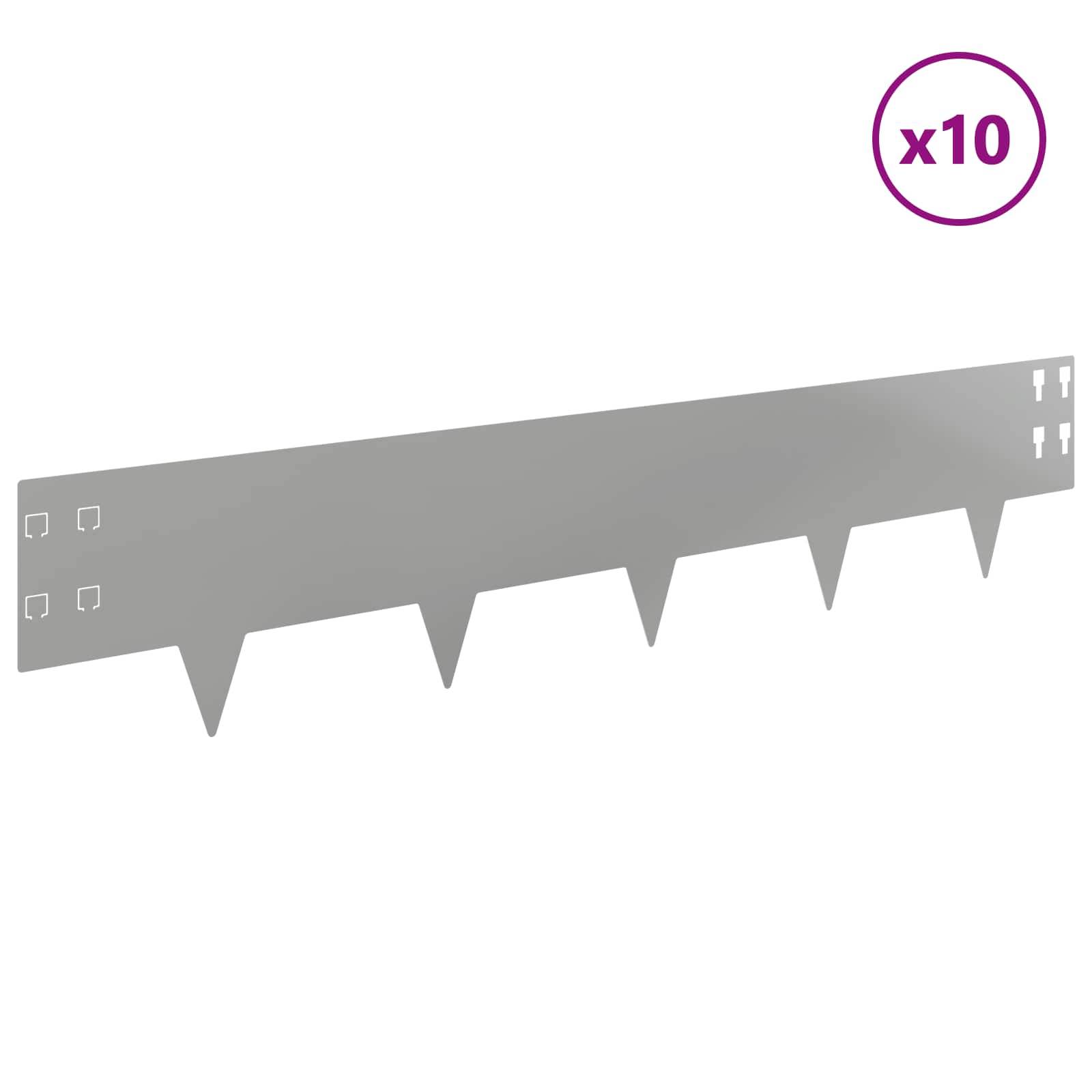 vidaXL Raseneinfassung 10 pcs 100 x 20 cm Stahl Silber