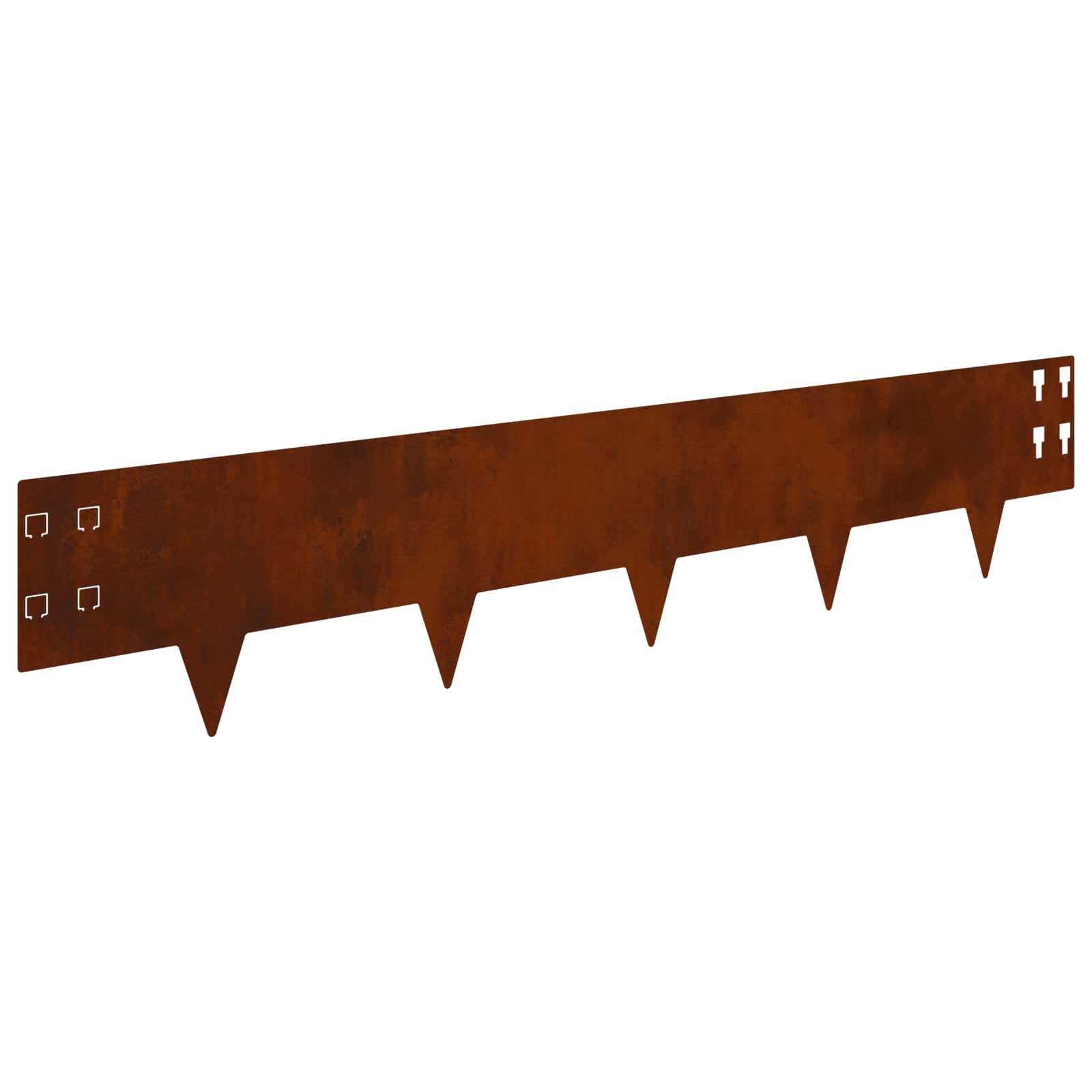 vidaXL Raseneinfassung 10 pcs 100 x 20 cm Stahl Rostig