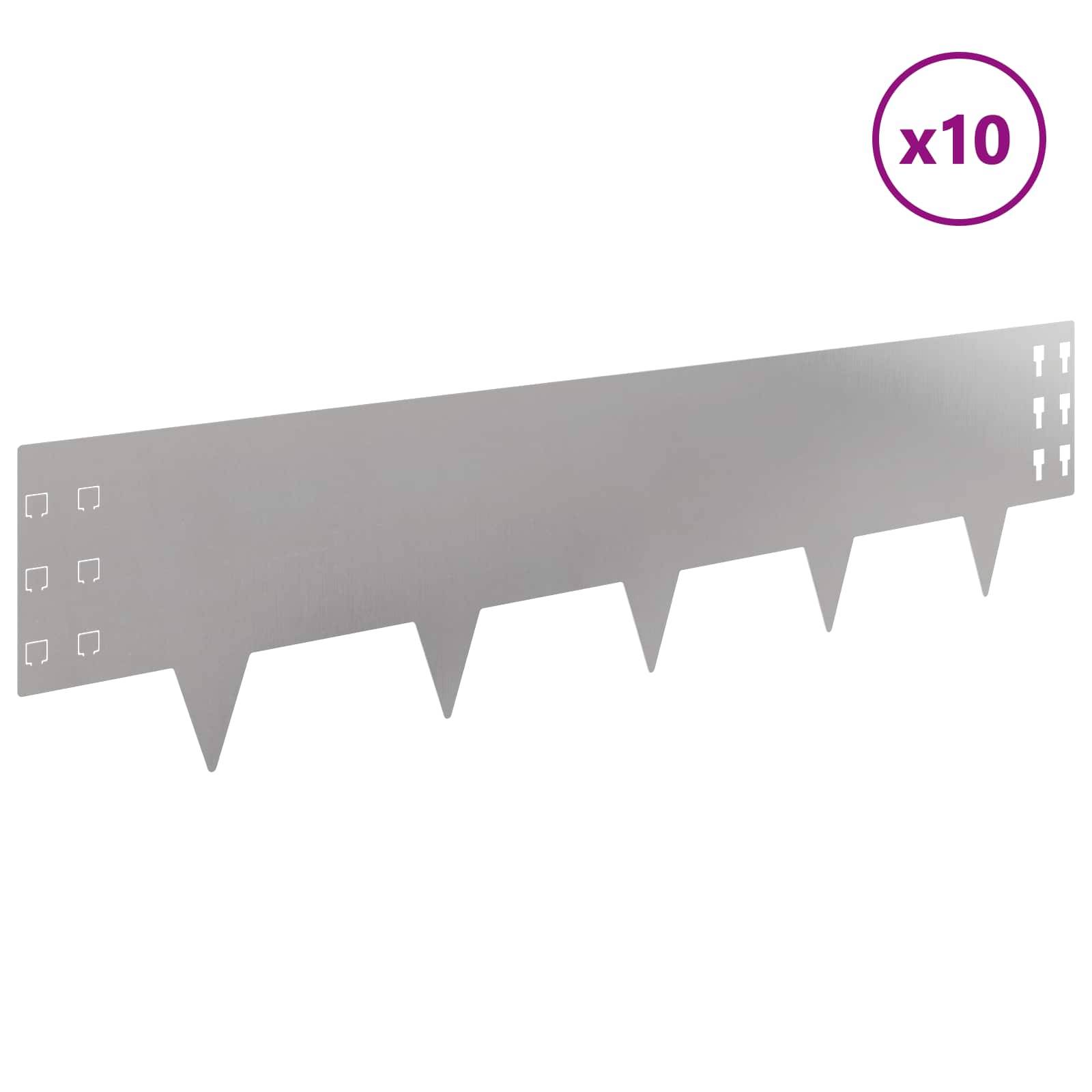 vidaXL Raseneinfassung 10 pcs 100 x 25 cm Stahl Silber