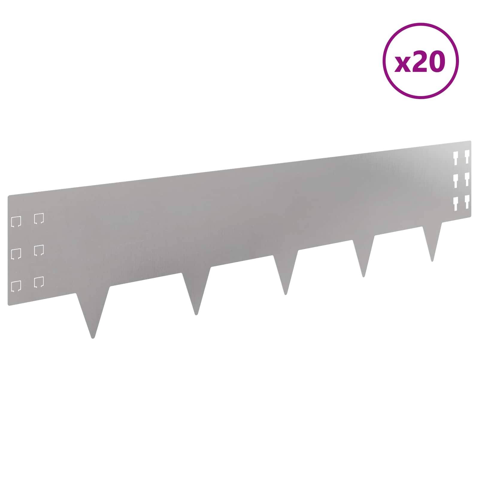 vidaXL Raseneinfassung 20 pcs 100 x 25 cm Stahl Silber