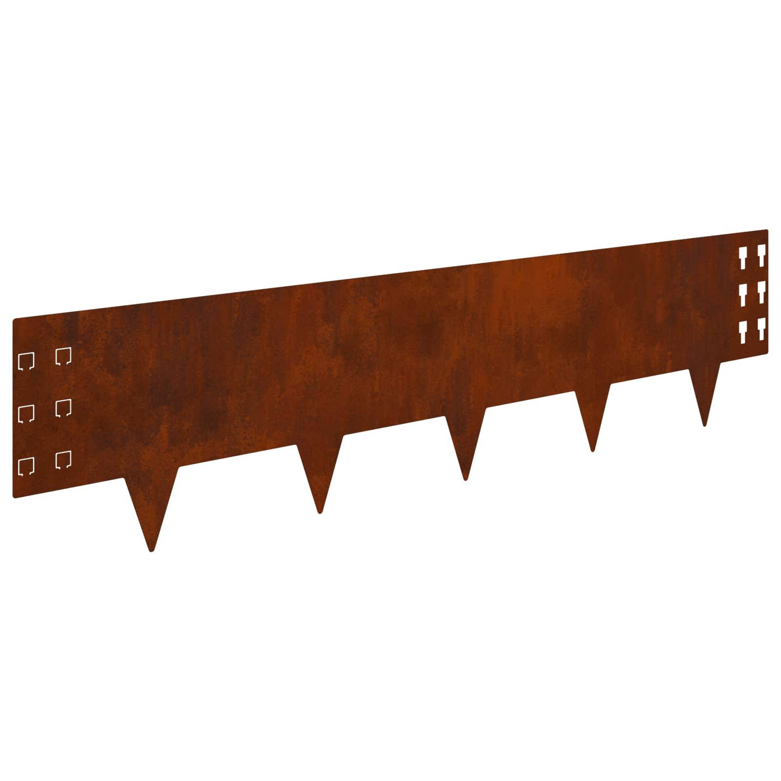 vidaXL Raseneinfassung 10 pcs 100 x 25 cm Stahl Rostig