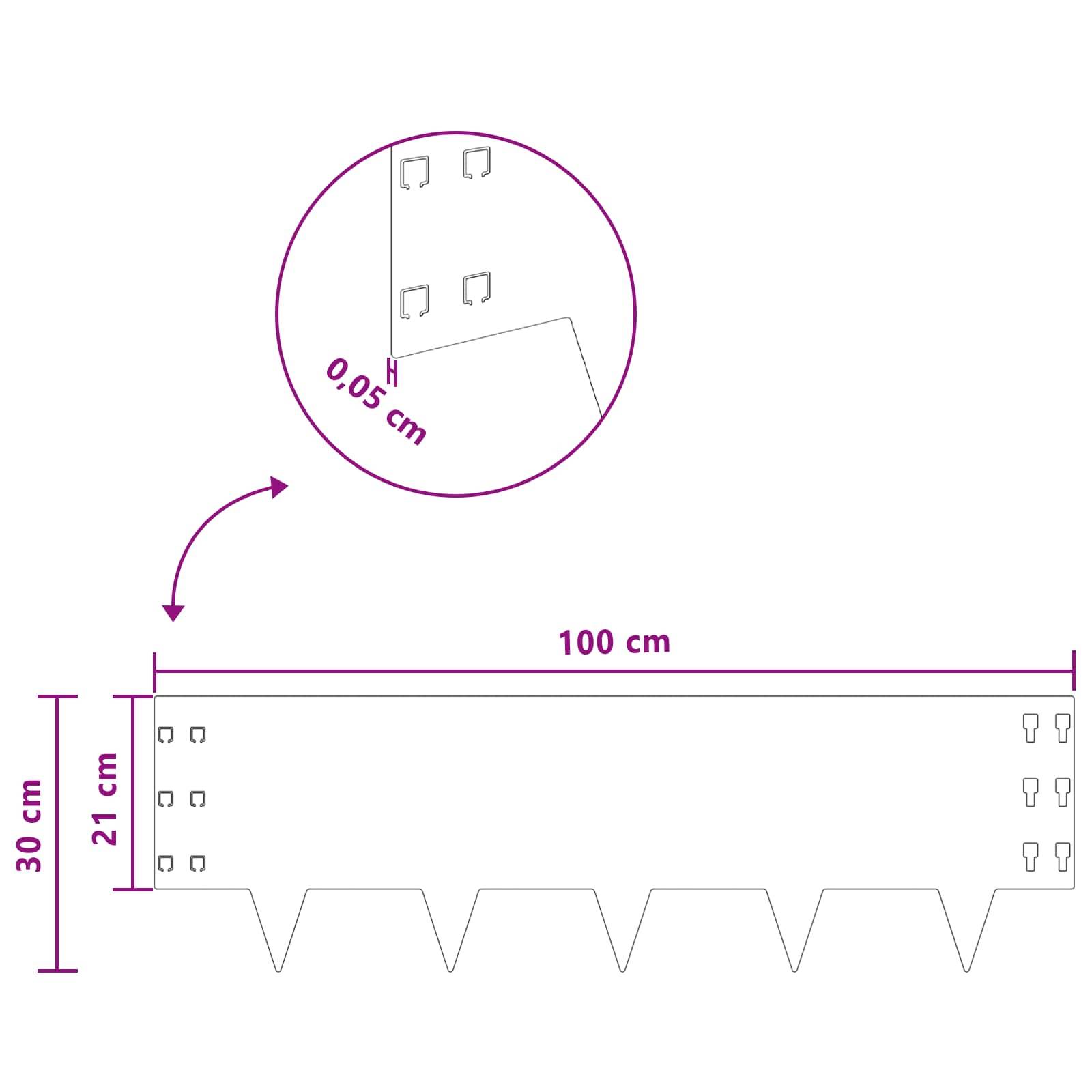 vidaXL Raseneinfassung 10 pcs 100 x 30 cm Stahl Anthrazit