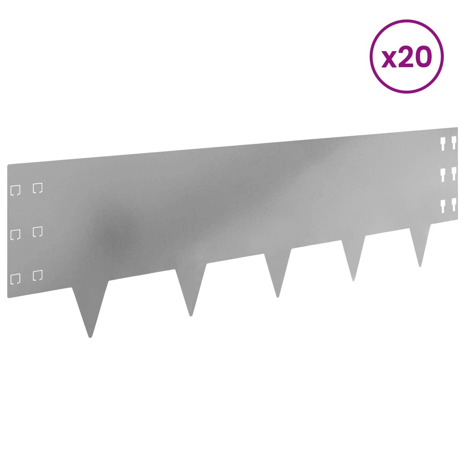 vidaXL Raseneinfassung 20 pcs 100 x 30 cm Stahl Silber