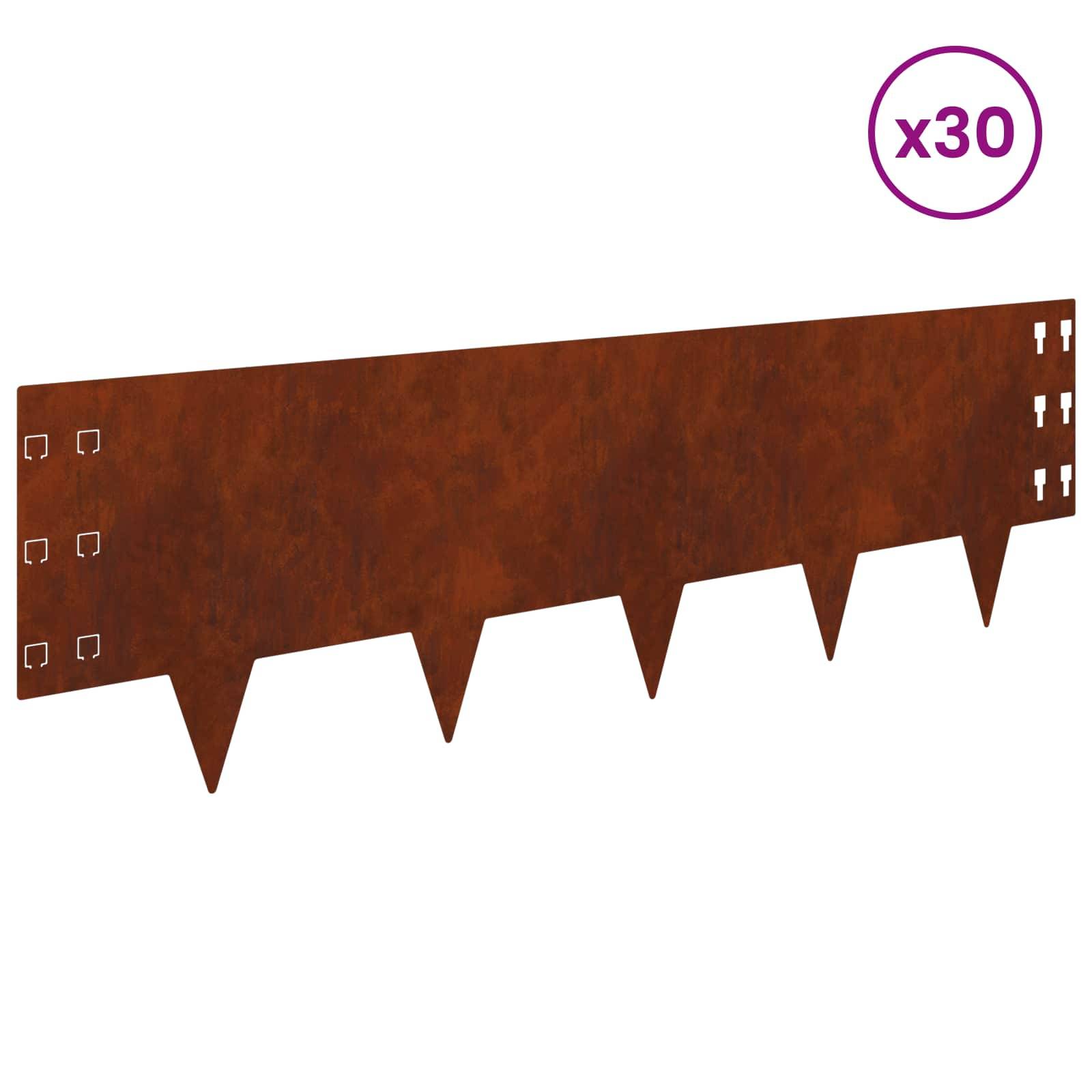 vidaXL Raseneinfassung 30 pcs 100 x 30 cm Stahl Rostig