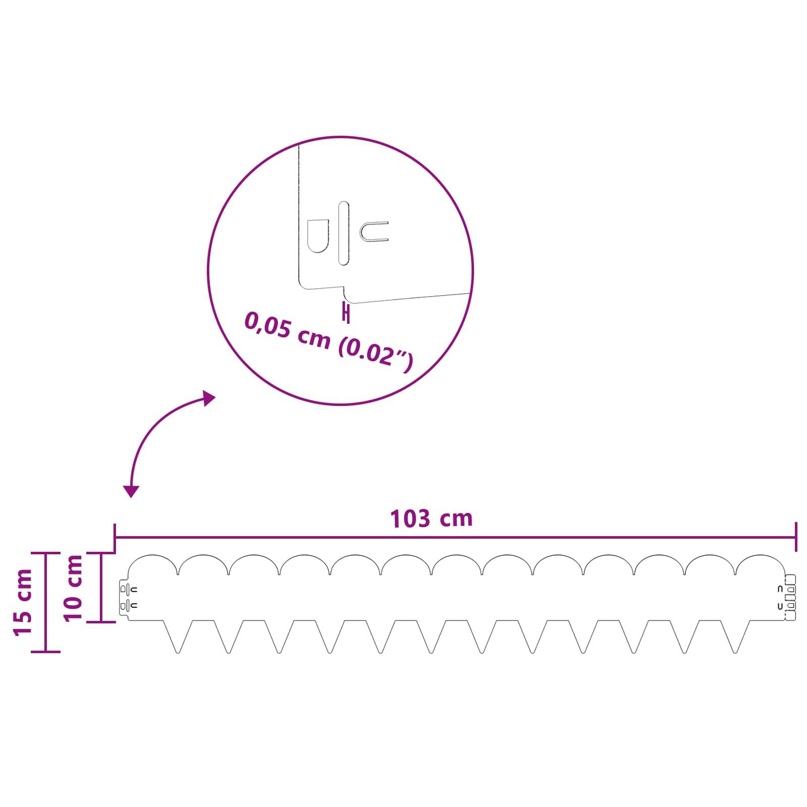 vidaXL Raseneinfassung 20 pcs 103 x 15 cm Stahl Anthrazit