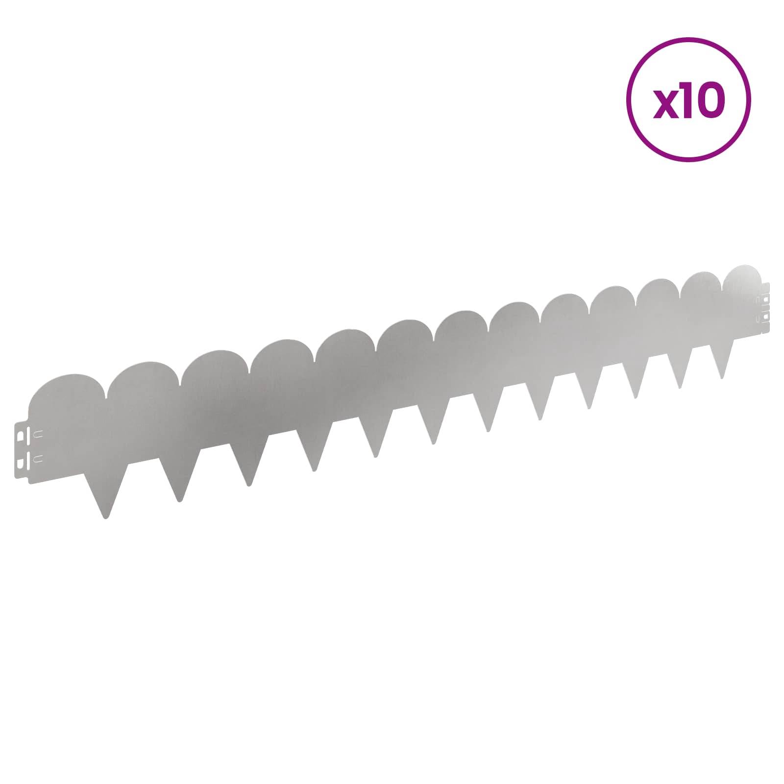 vidaXL Raseneinfassung 10 pcs 103 x 15 cm Stahl Silber