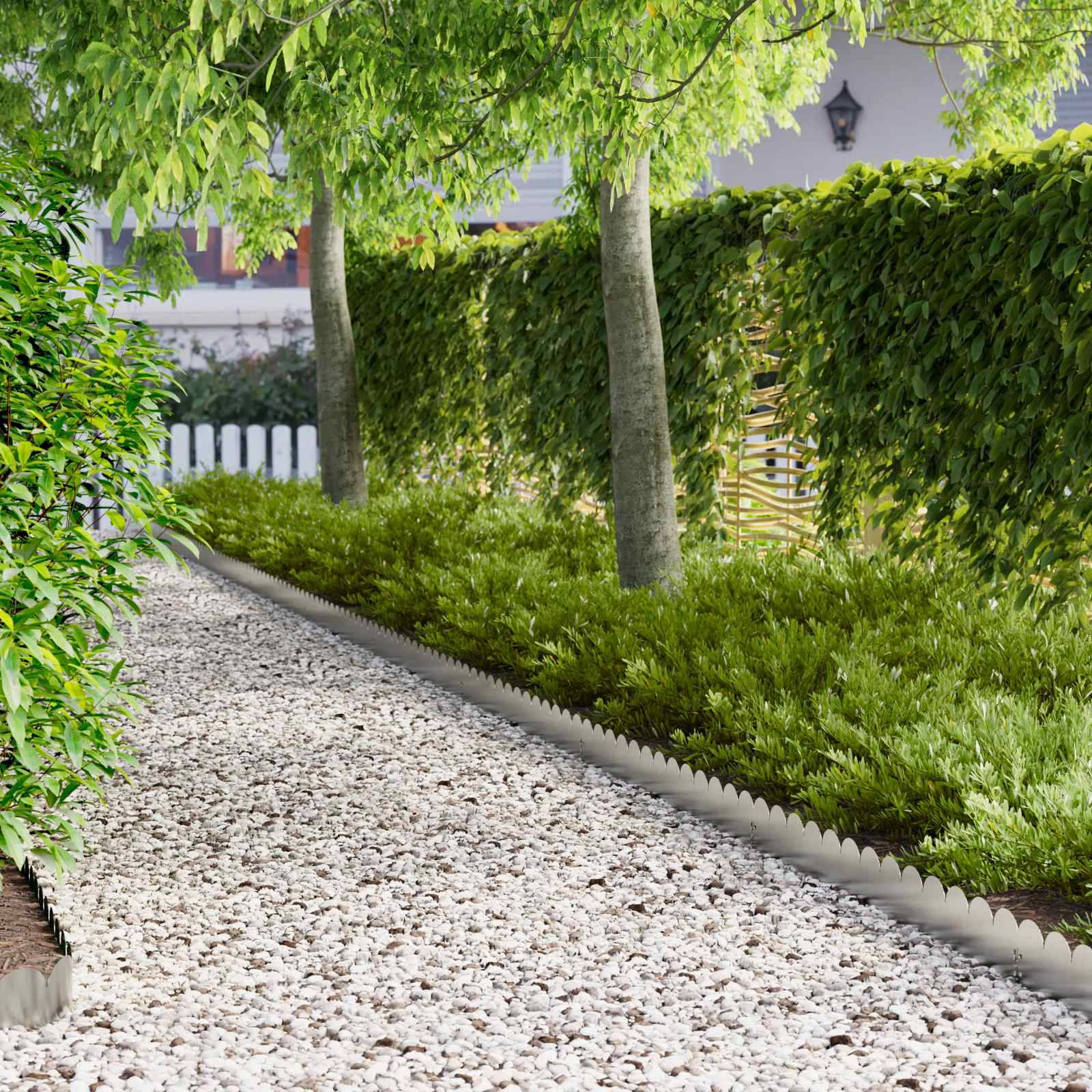 vidaXL Raseneinfassung 20 pcs 103 x 15 cm Stahl Silber