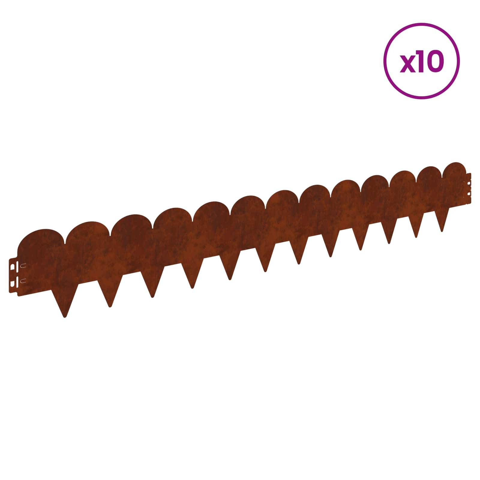 vidaXL Raseneinfassung 10 pcs 103 x 15 cm Stahl Rostig
