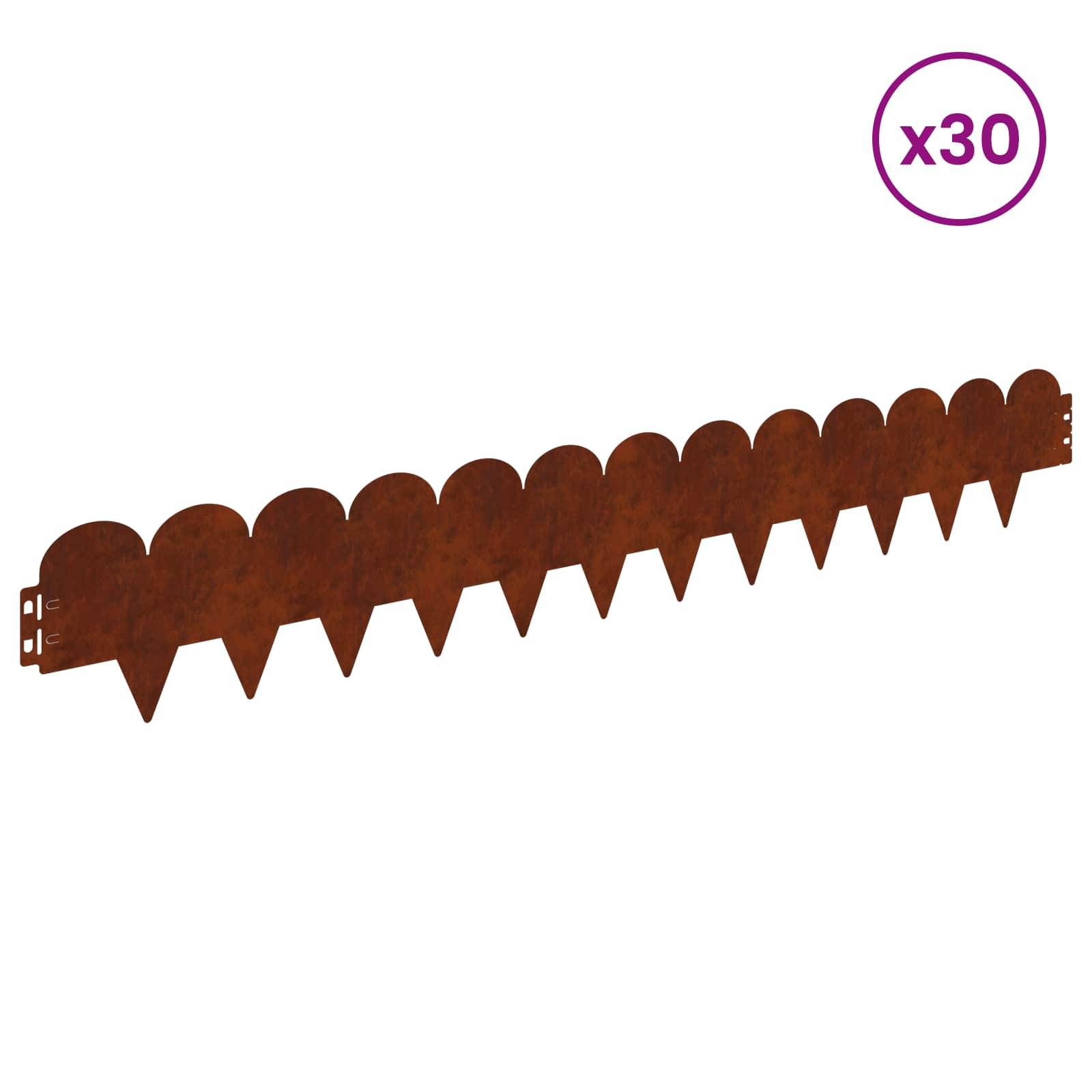 vidaXL Raseneinfassung 30 pcs 103 x 15 cm Stahl Rostig