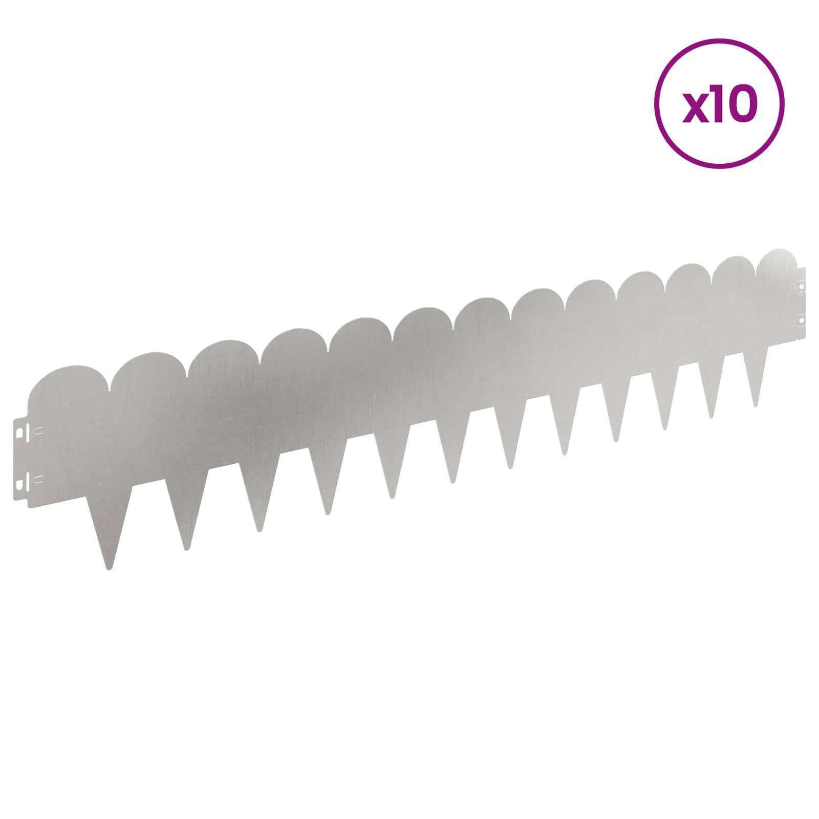 vidaXL Raseneinfassung 10 pcs 103 x 20 cm Stahl Silber