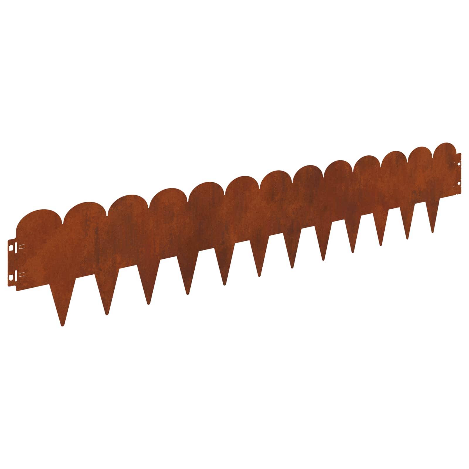 vidaXL Raseneinfassung 10 pcs 103 x 20 cm Stahl Rostig
