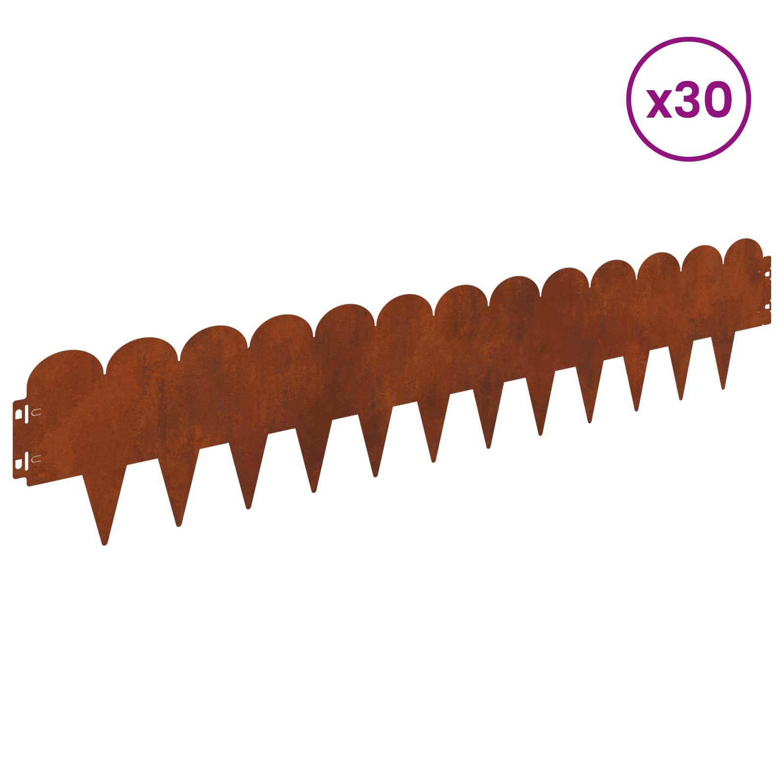 vidaXL Raseneinfassung 30 pcs 103 x 20 cm Stahl Rostig