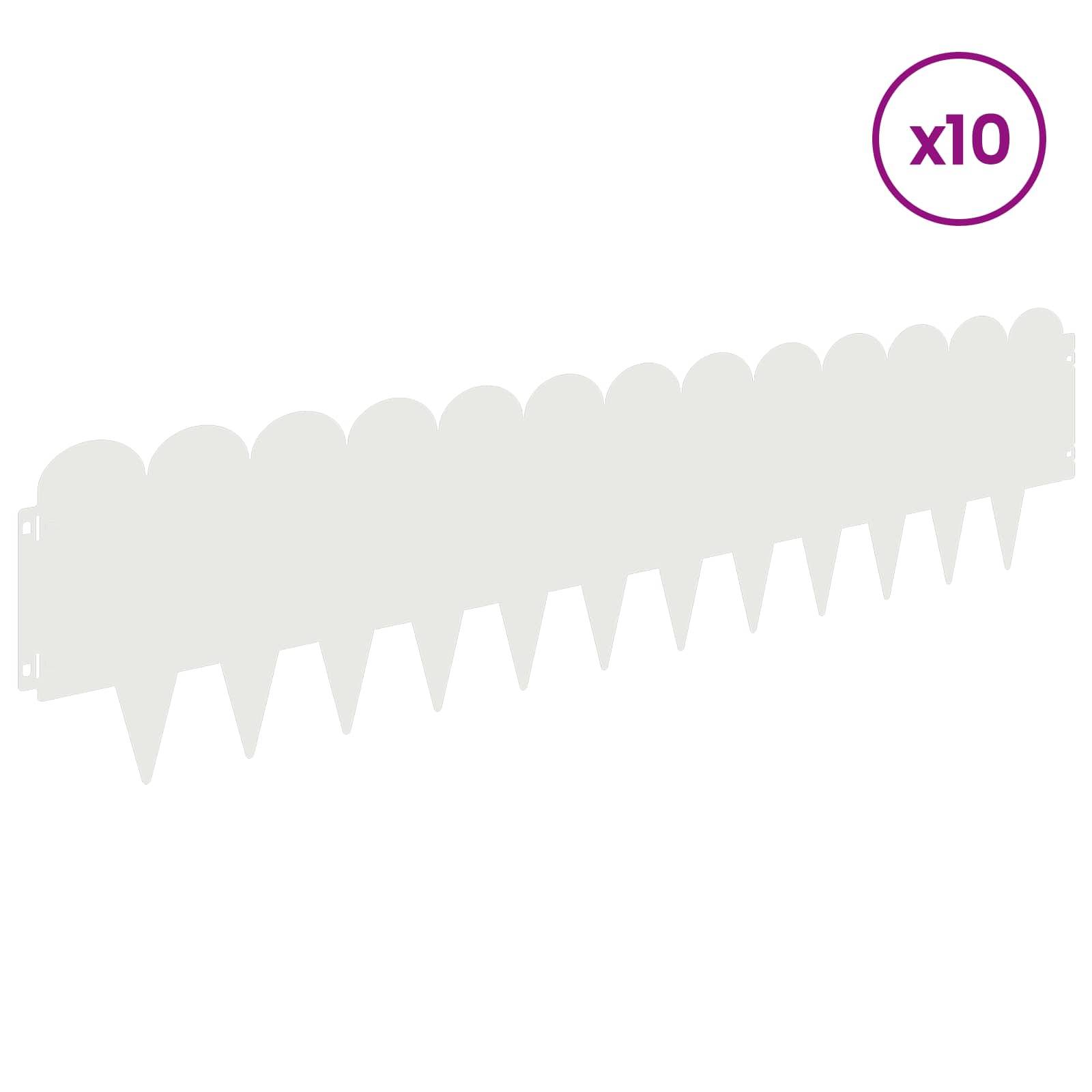 vidaXL Raseneinfassung 10 pcs 103 x 25 cm Stahl Weiß