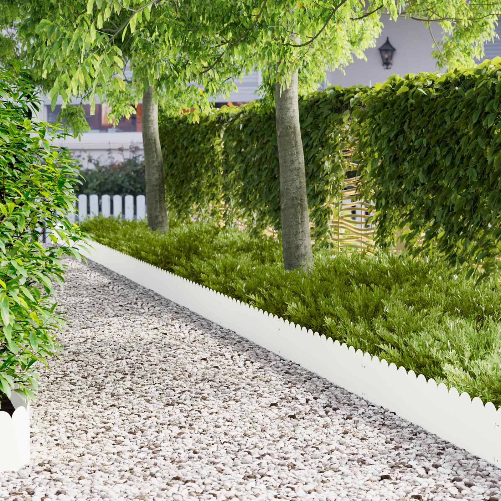 vidaXL Raseneinfassung 30 pcs 103 x 25 cm Stahl Weiß