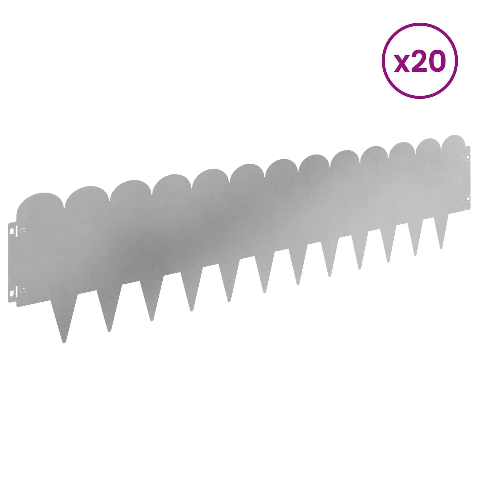vidaXL Raseneinfassung 20 pcs 103 x 25 cm Stahl Silber