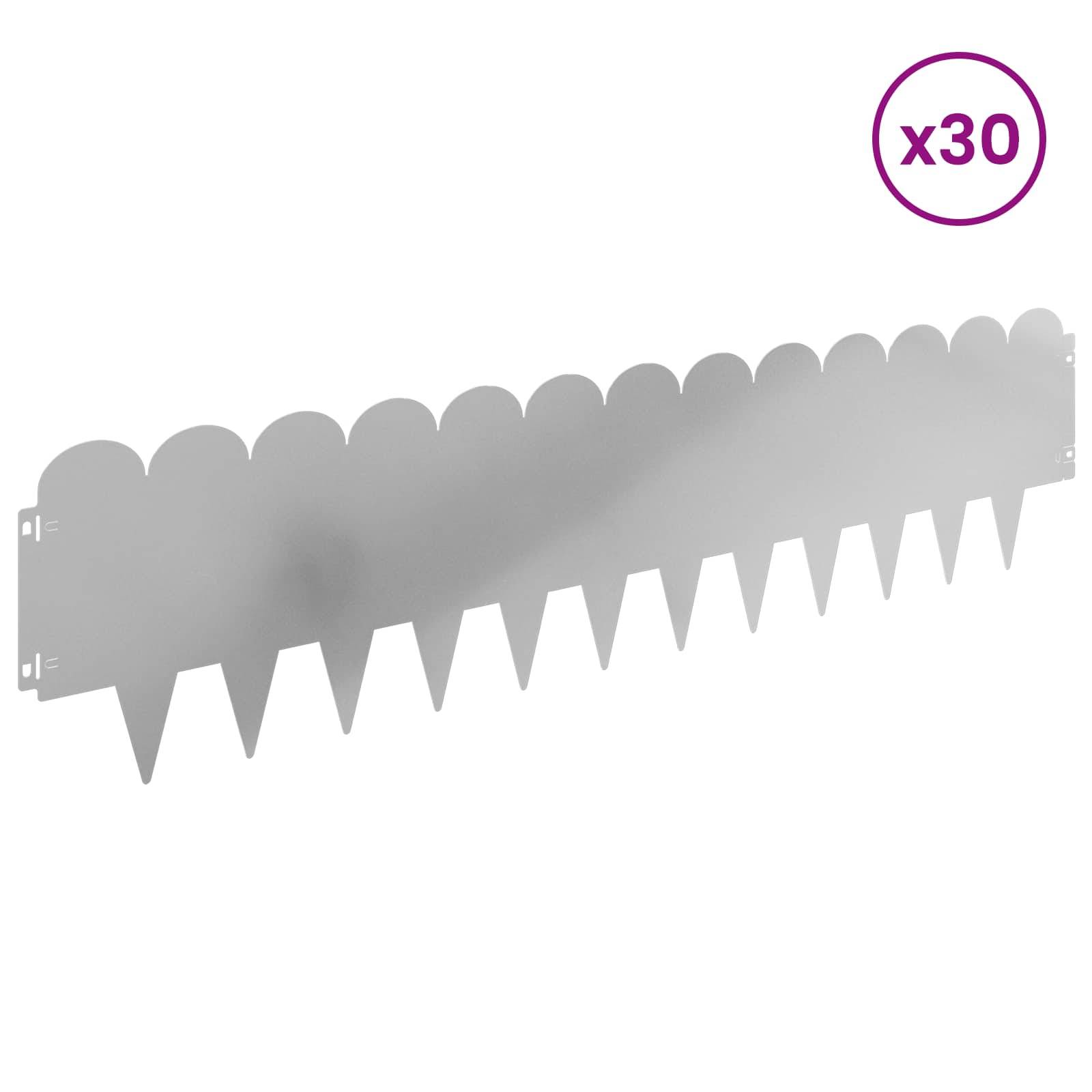 vidaXL Raseneinfassung 30 pcs 103 x 25 cm Stahl Silber