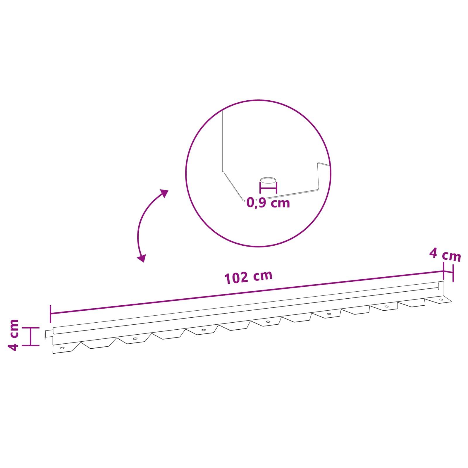 vidaXL Raseneinfassung 50 pcs 102 x 4 x 4 cm Stahl Anthrazit