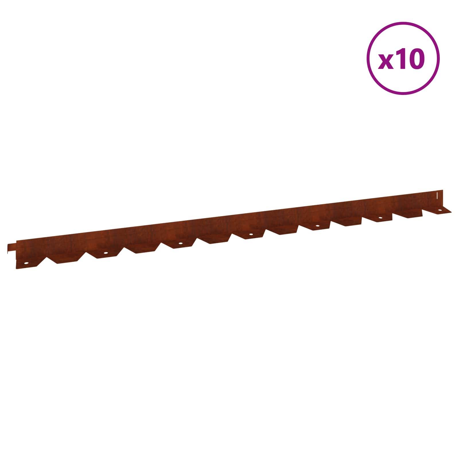 vidaXL Raseneinfassung 10 pcs 102 x 4 x 4 cm Stahl Rostig