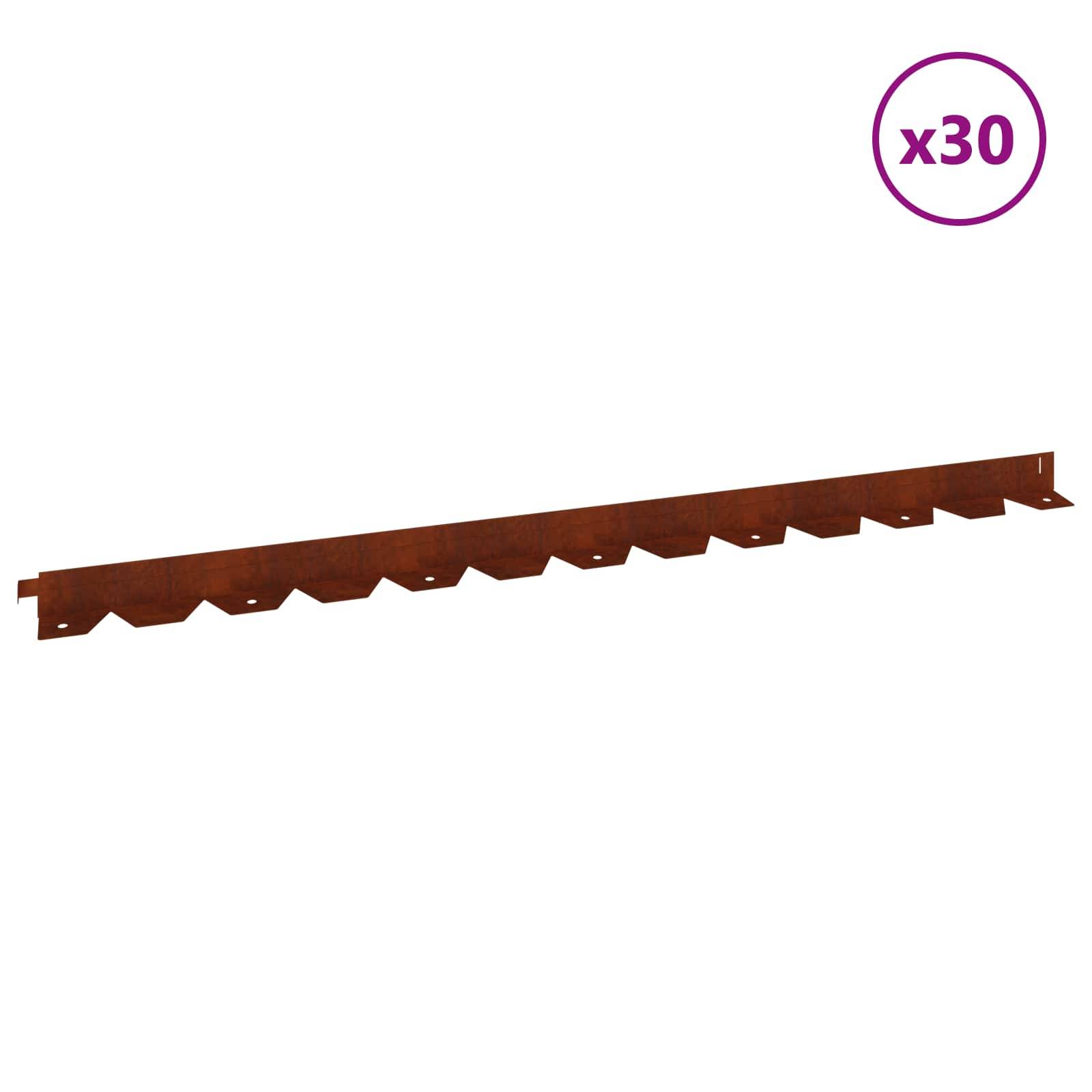 vidaXL Raseneinfassung 30 pcs 102 x 4 x 4 cm Stahl Rostig