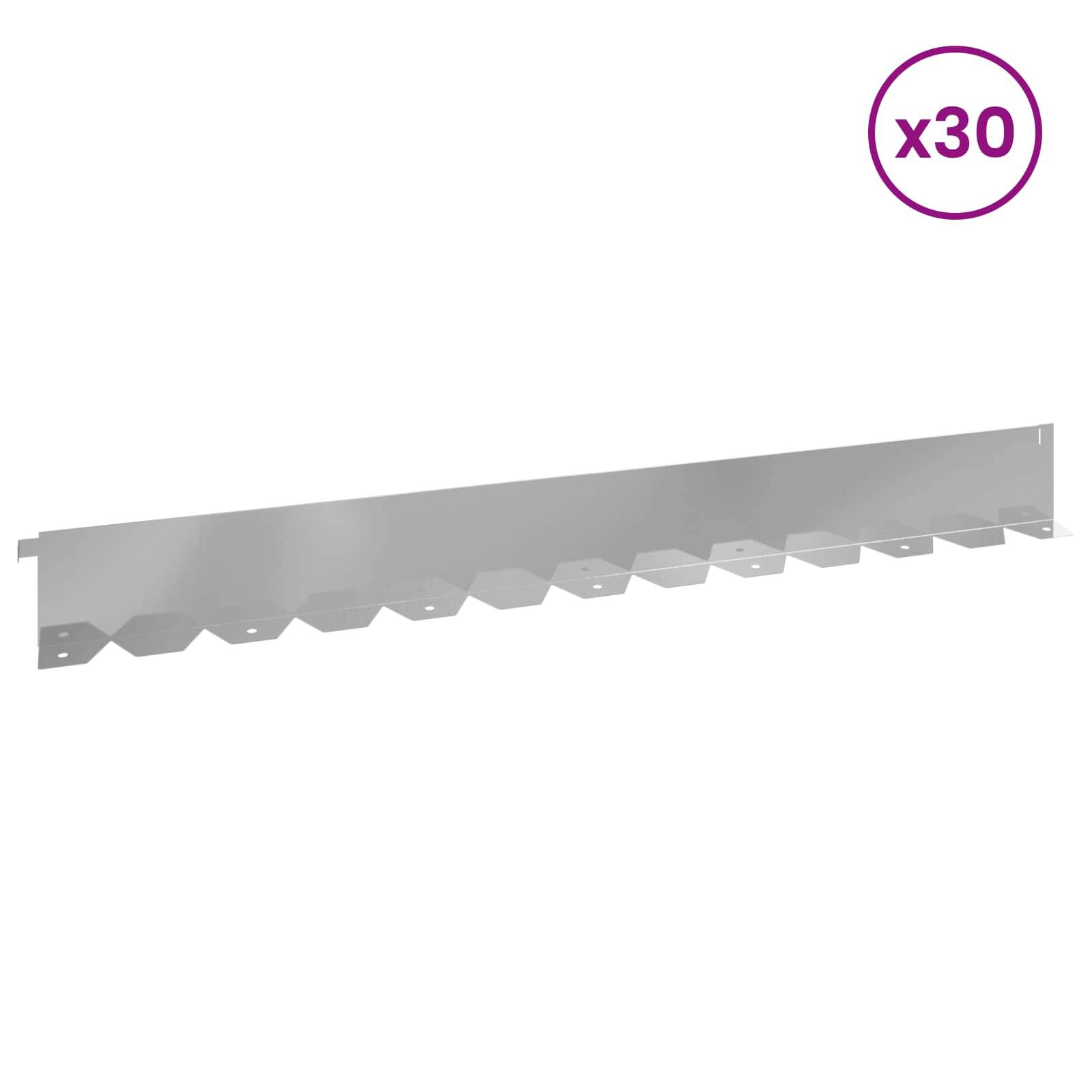 vidaXL Raseneinfassung 30 pcs 102 x 10 x 4 cm Stahl Silber