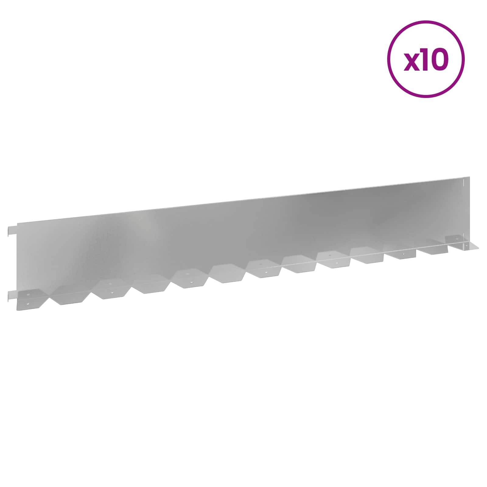 vidaXL Raseneinfassung 10 pcs 102 x 15 x 4 cm Stahl Silber