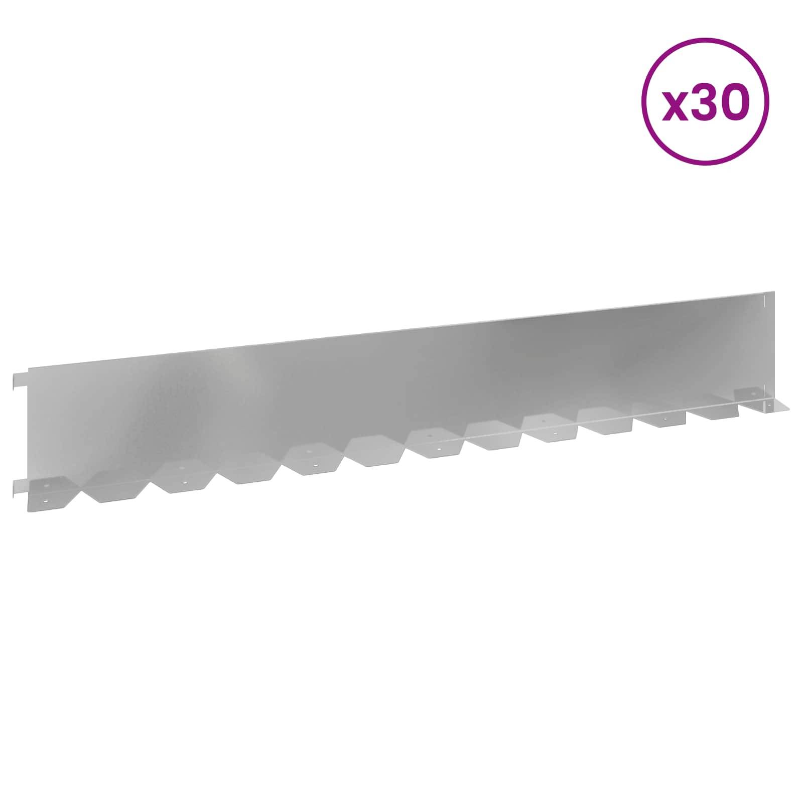 vidaXL Raseneinfassung 30 pcs 102 x 15 x 4 cm Stahl Silber