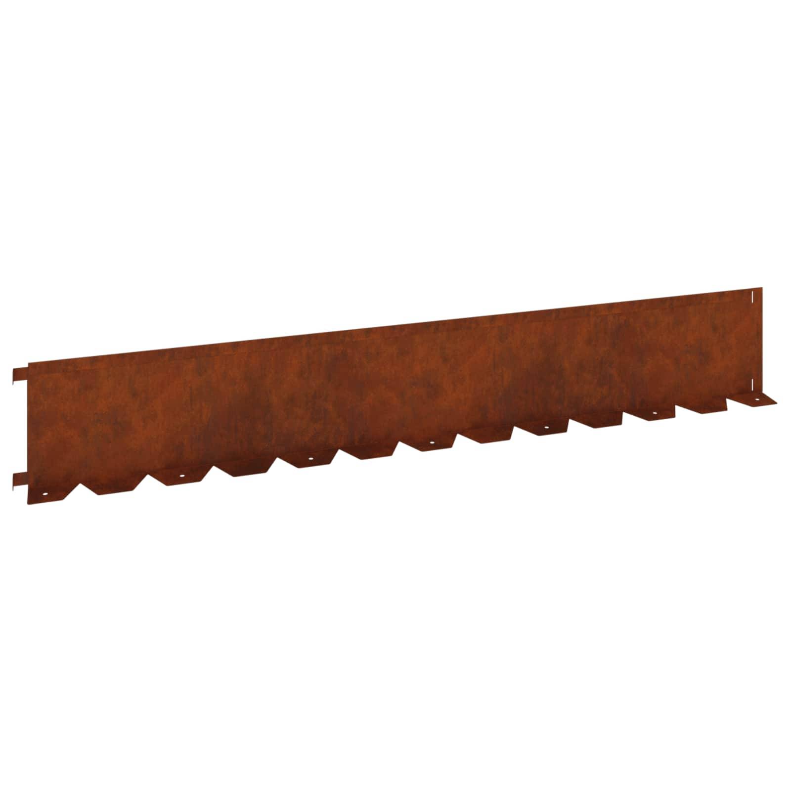 vidaXL Raseneinfassung 10 pcs 102 x 15 x 4 cm Stahl Rostig