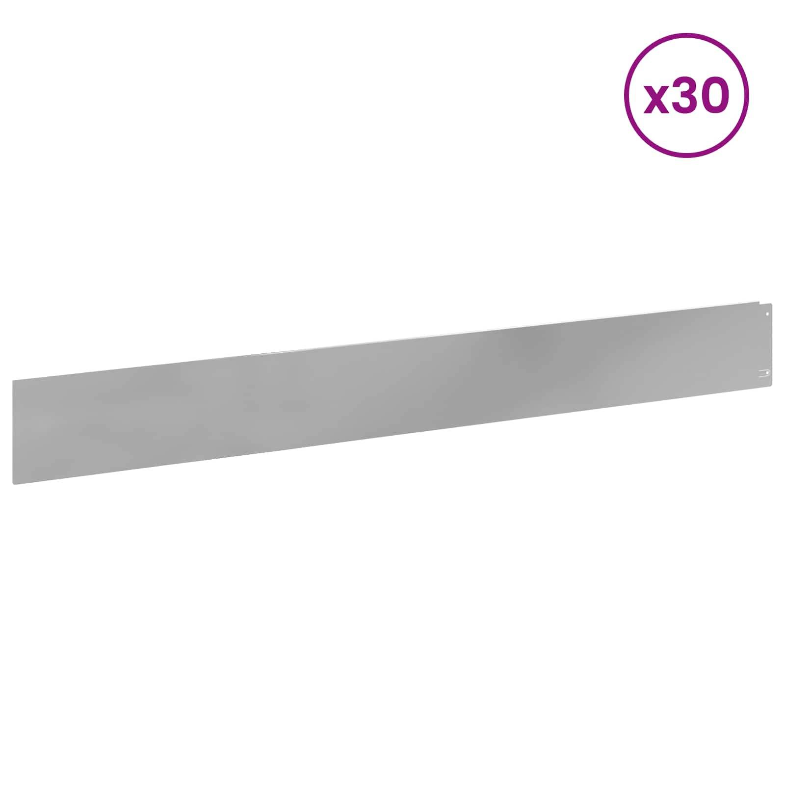 vidaXL Raseneinfassung 30 pcs 100 x 12 cm Stahl Silber