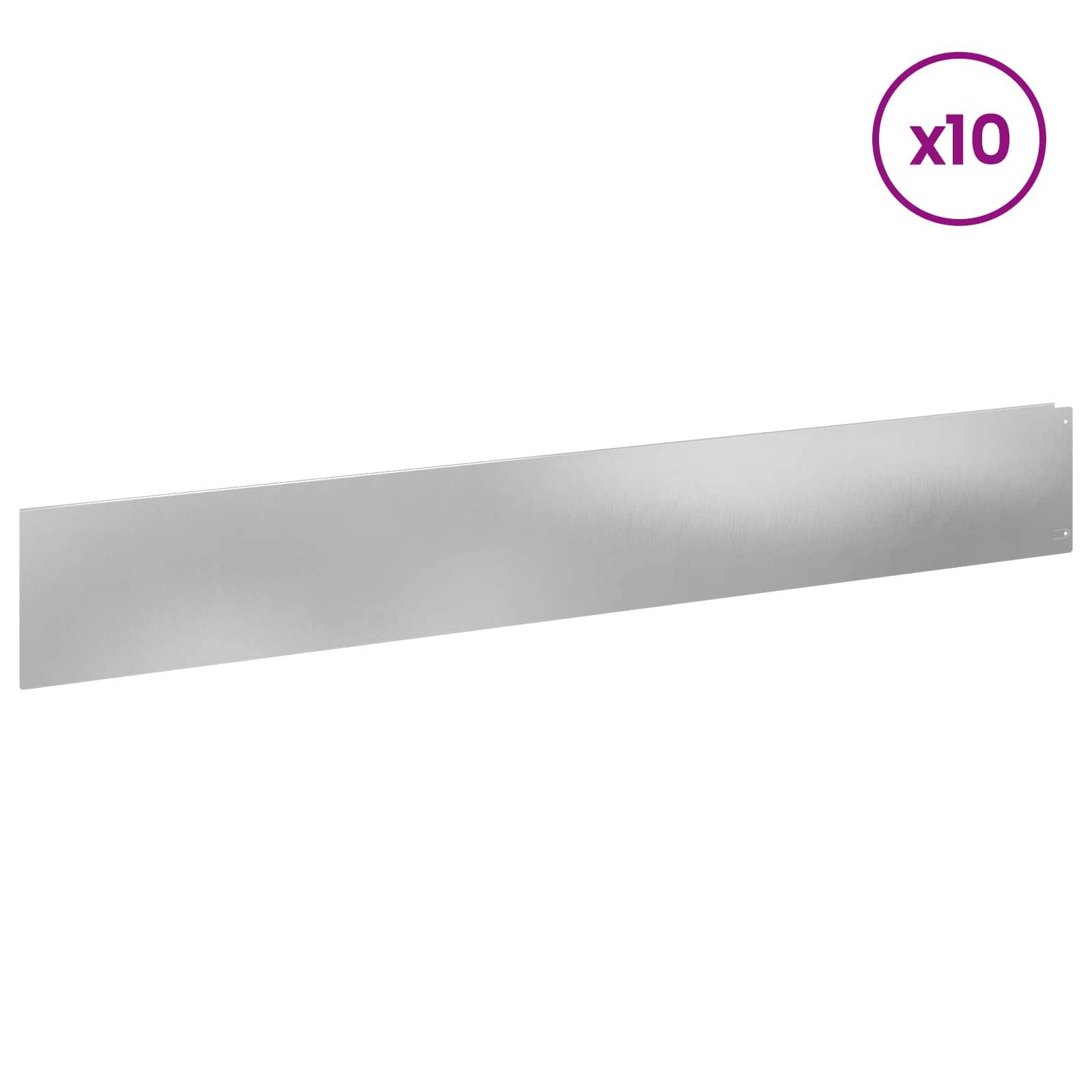 vidaXL Raseneinfassung 10 pcs 100 x 15 cm Stahl Silber