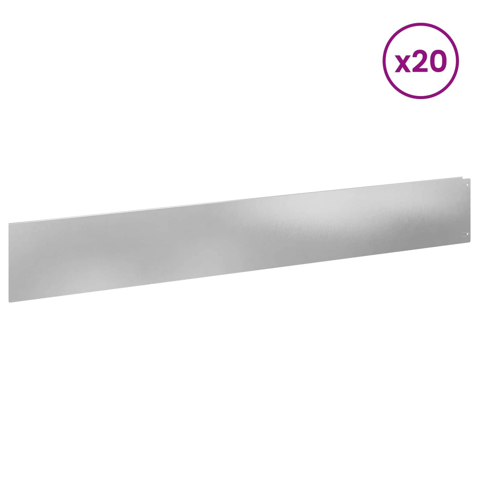 vidaXL Raseneinfassung 20 pcs 100 x 15 cm Stahl Silber