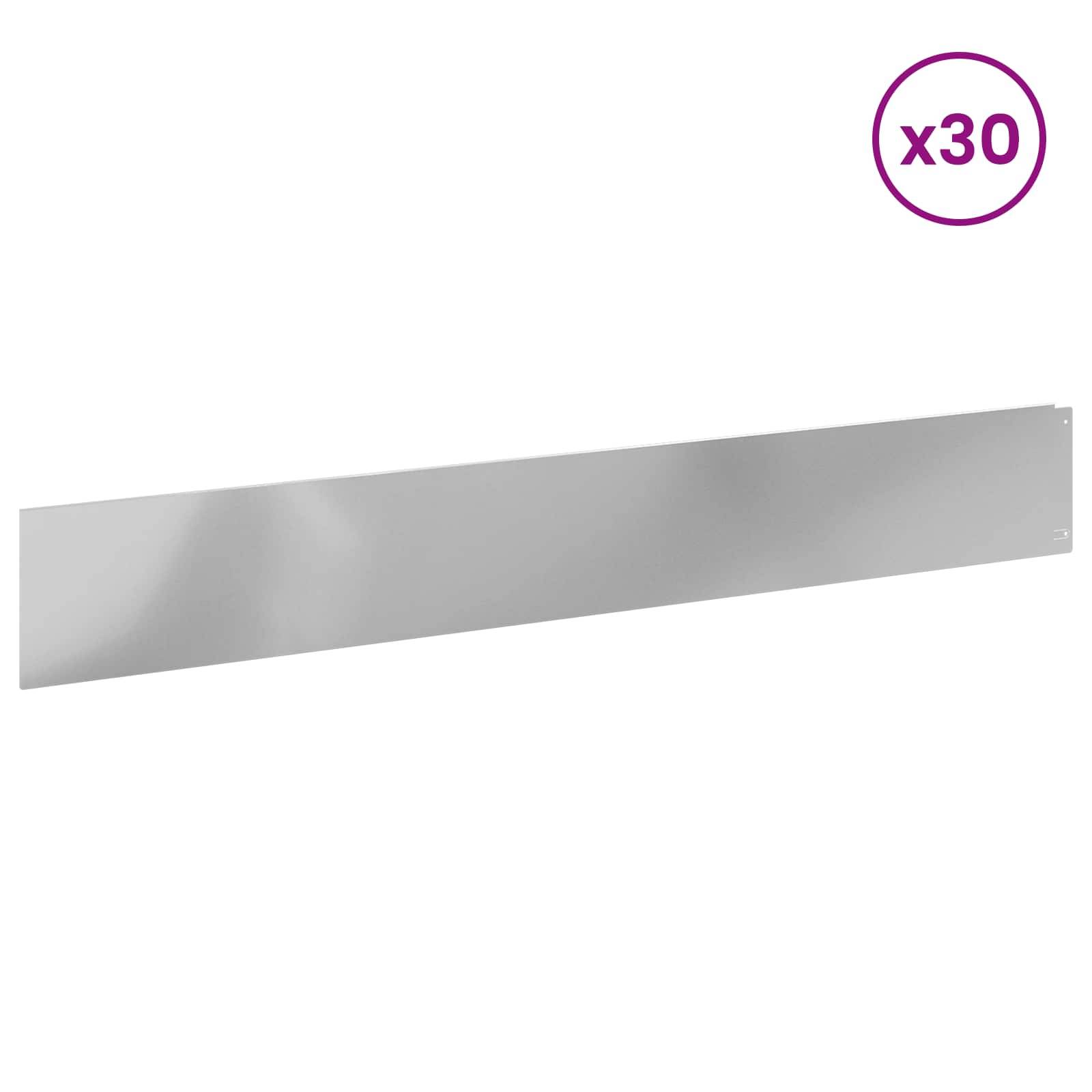 vidaXL Raseneinfassung 30 pcs 100 x 15 cm Stahl Silber
