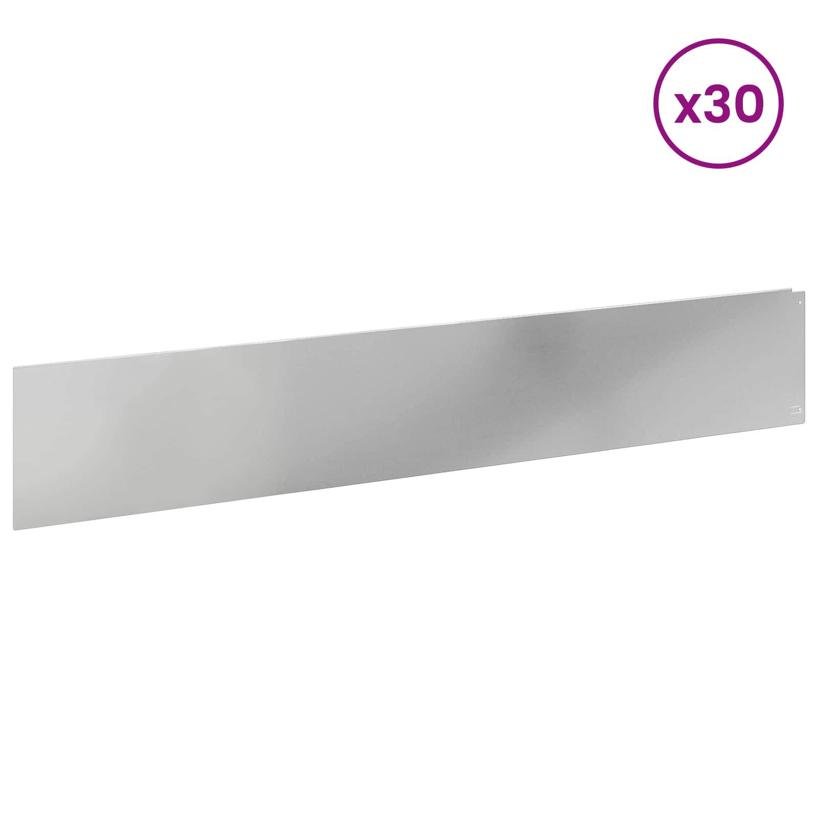 vidaXL Raseneinfassung 30 pcs 100 x 18 cm Stahl Silber