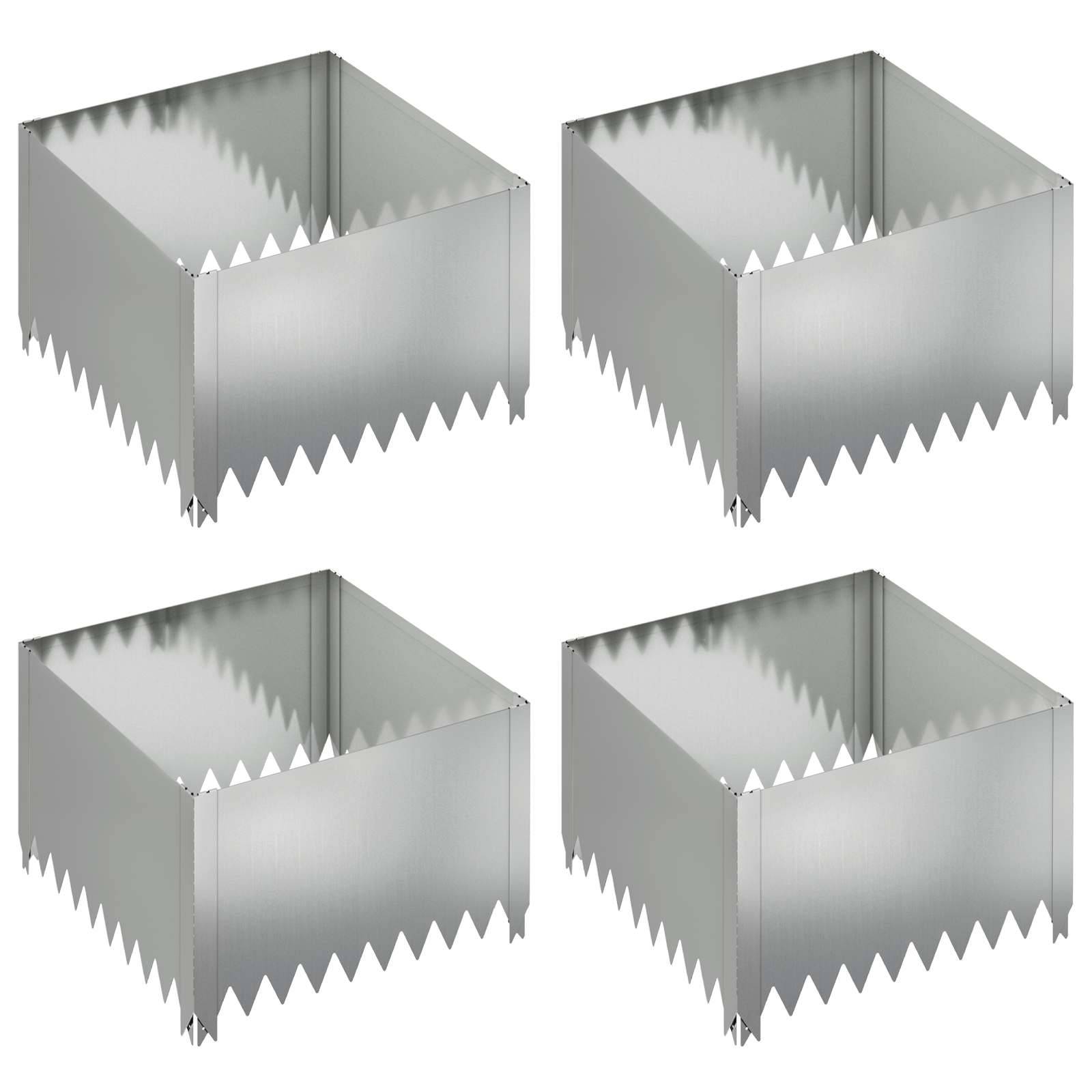 vidaXL Raseneinfassung 4 pcs 60 x 60 x 35 cm Stahl Silber