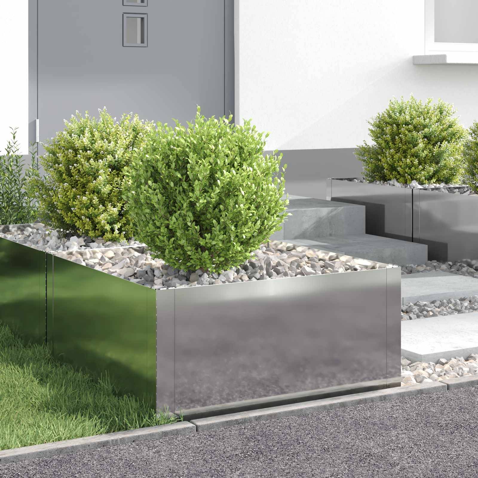 vidaXL Raseneinfassung 4 pcs 60 x 60 x 35 cm Stahl Silber