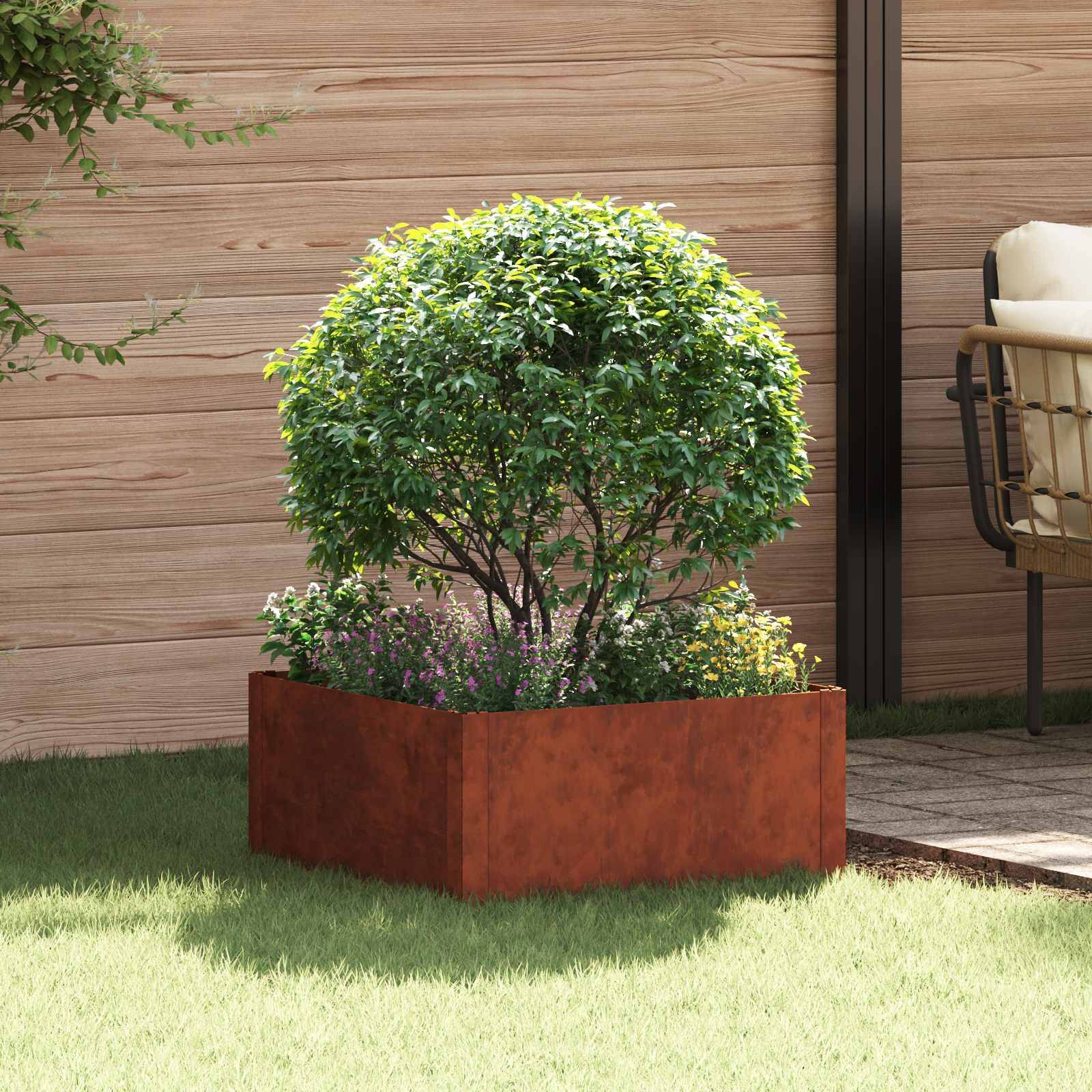 vidaXL Raseneinfassung 60 x 60 x 35 cm Stahl Rostig