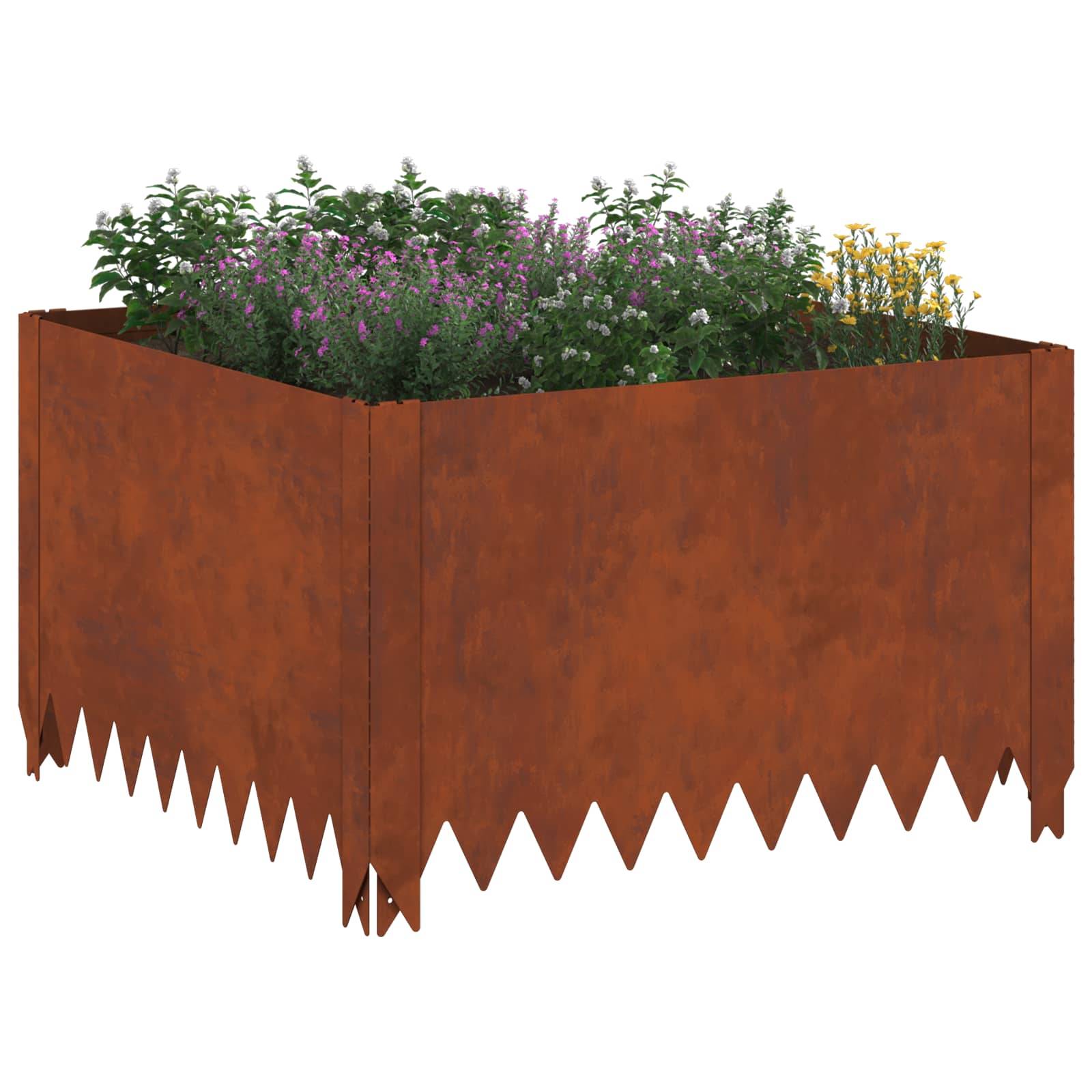 vidaXL Raseneinfassung 60 x 60 x 35 cm Stahl Rostig