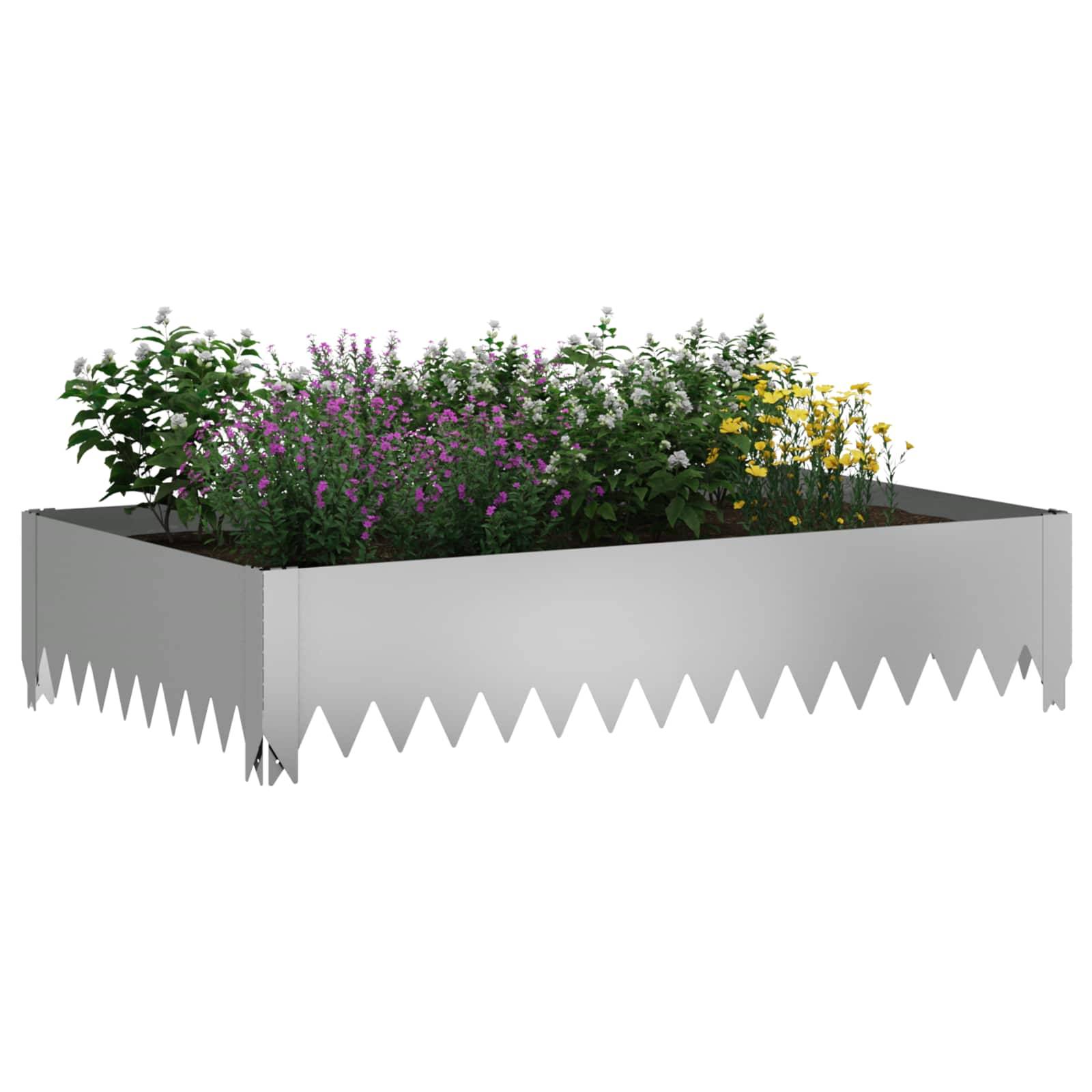 vidaXL Raseneinfassung 100 x 60 x 20 cm Stahl Silber