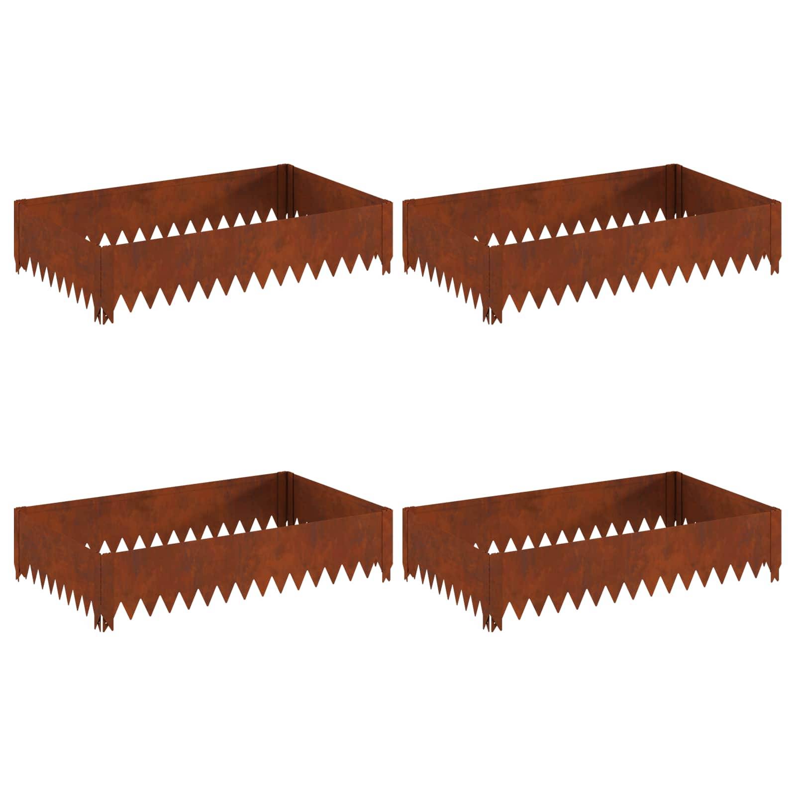 vidaXL Raseneinfassung 4 pcs 100 x 60 x 20 cm Stahl Rostig